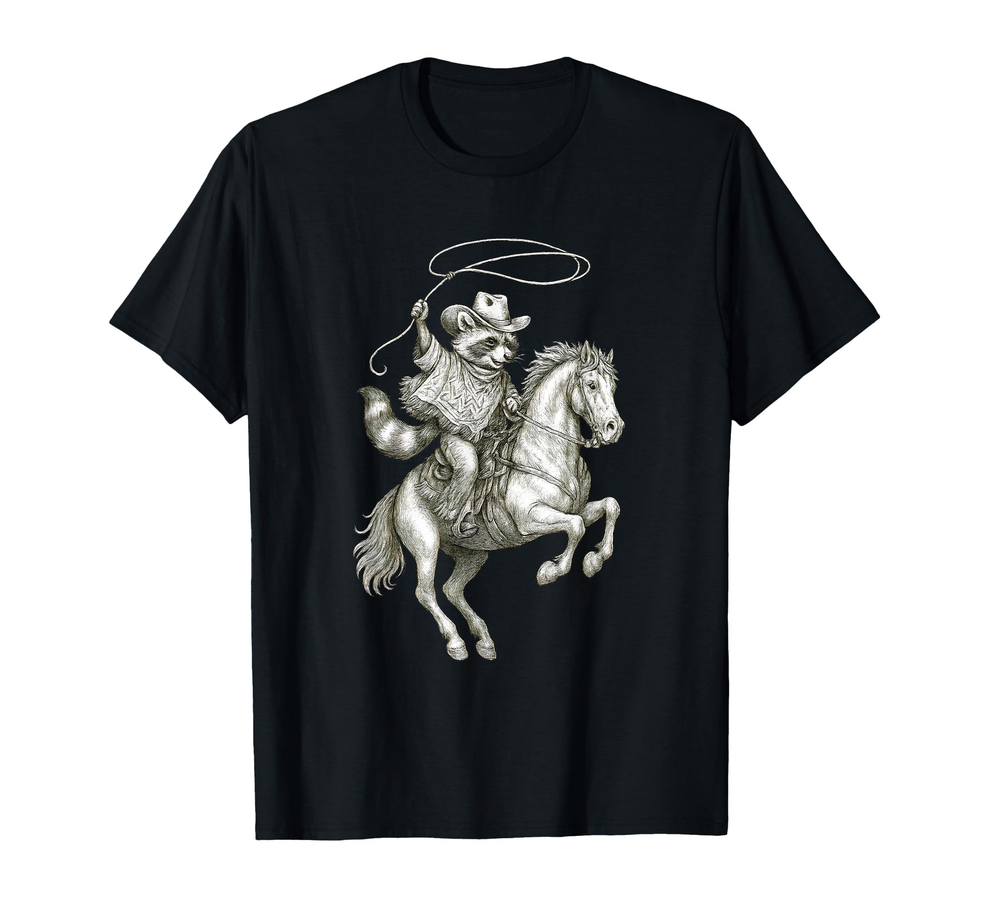 Raccoon Cowboy Western Country T-Shirt - Novelty Apparel Unisex - T-Shirt, Sweatshirt, Hoodie