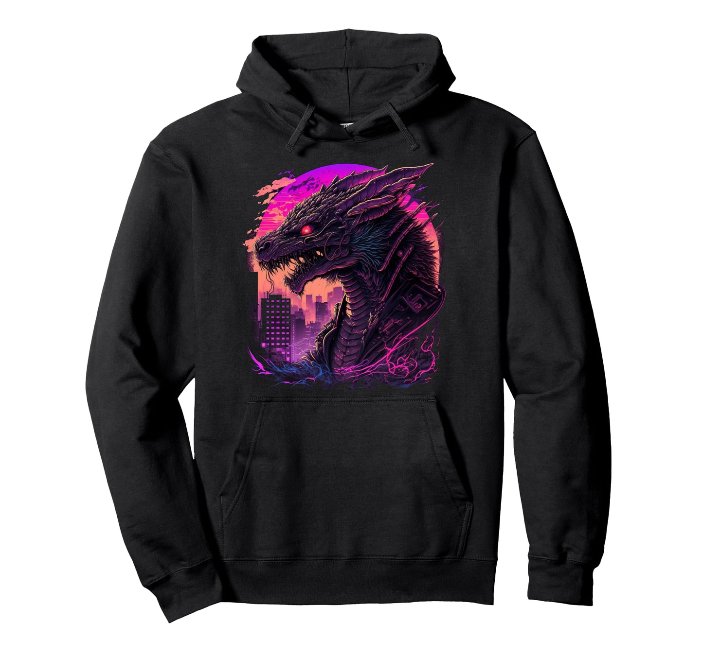 Dragon Vaporwave Synthwave 80S Hoodie - Aesthetic Graphic for Adults - T-Shirt, Sweatshirt, Hoodie