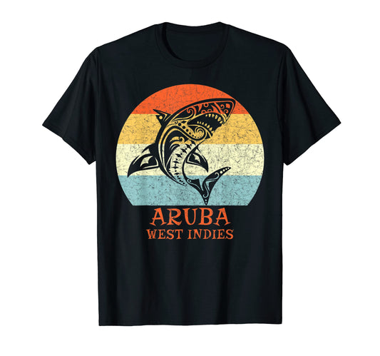 Aruba West Indies Tribal Shark Vacation T-Shirt - Fun Novelty Design Unisex - T-Shirt, Sweatshirt, Hoodie