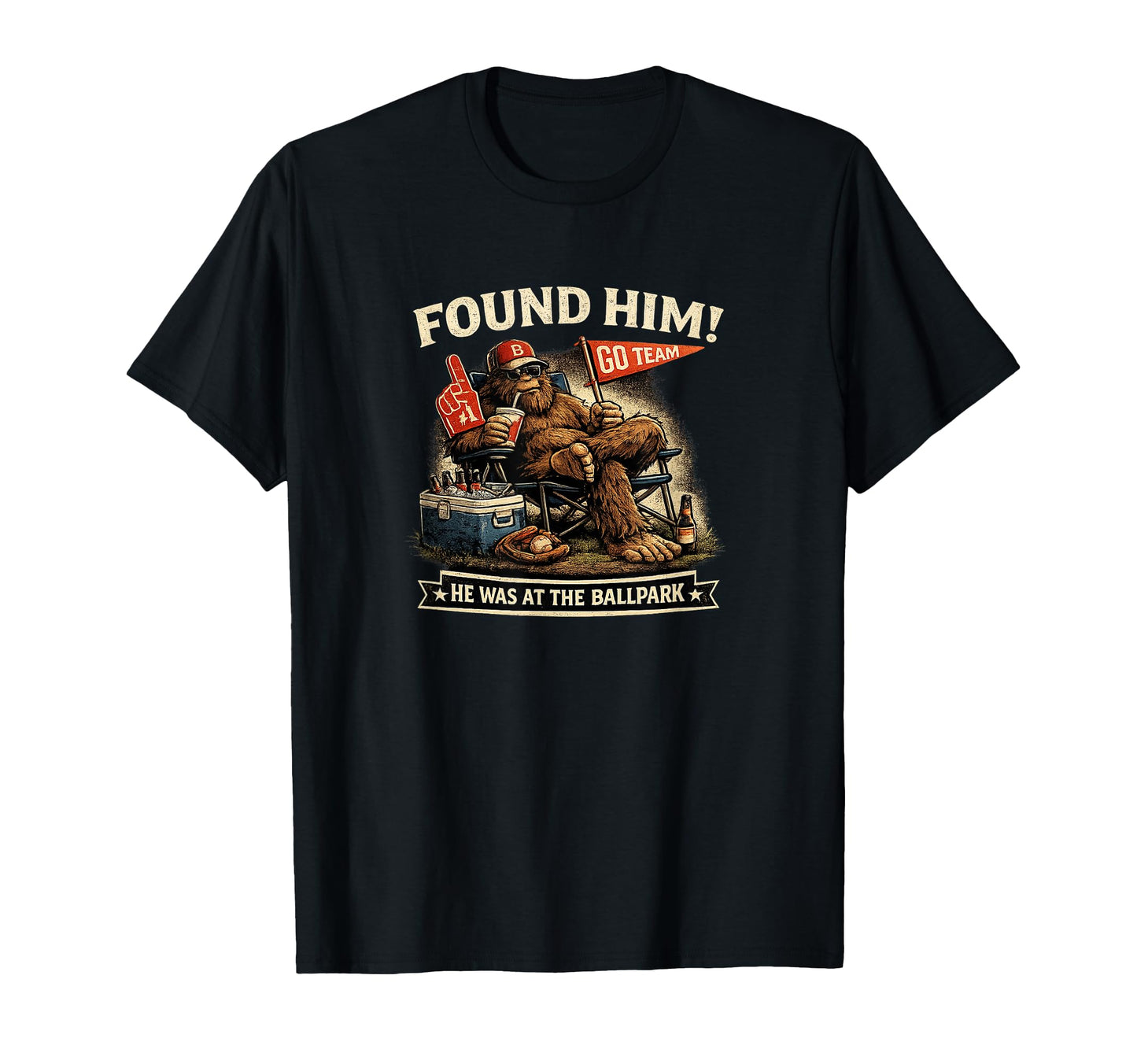 Funny Sasquatch Baseball Theme Found T-Shirt - Minimalist Print for Adults - T-Shirt, Sweatshirt, Hoodie