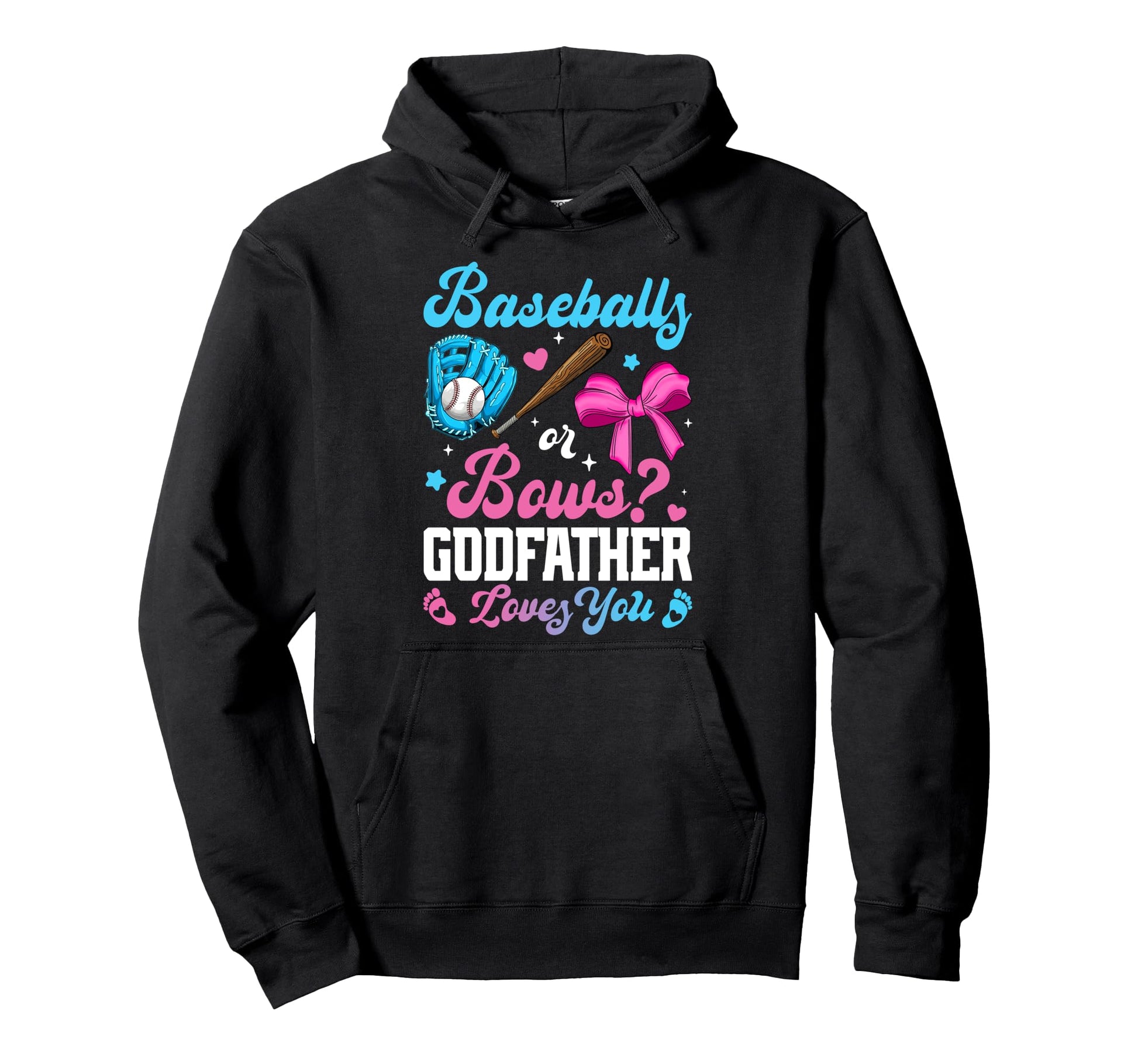 Baseball Or Bows Godfather Loves You Hoodie - Unique Graphic for Adults - T-Shirt, Sweatshirt, Hoodie