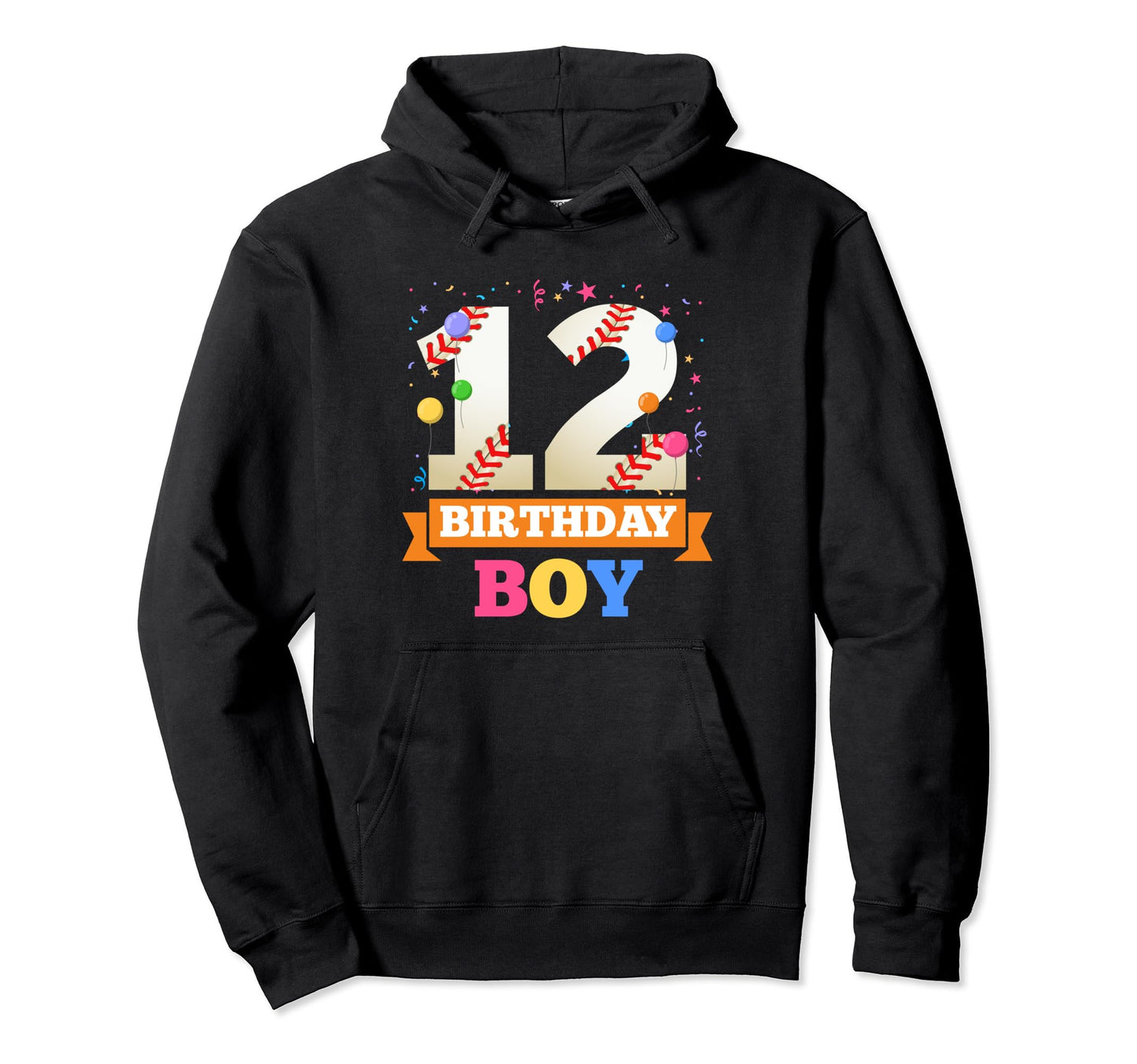 Happy 12Th Birthday Baseball Player Sport Hoodie - Minimalist Print Unisex - T-Shirt, Sweatshirt, Hoodie