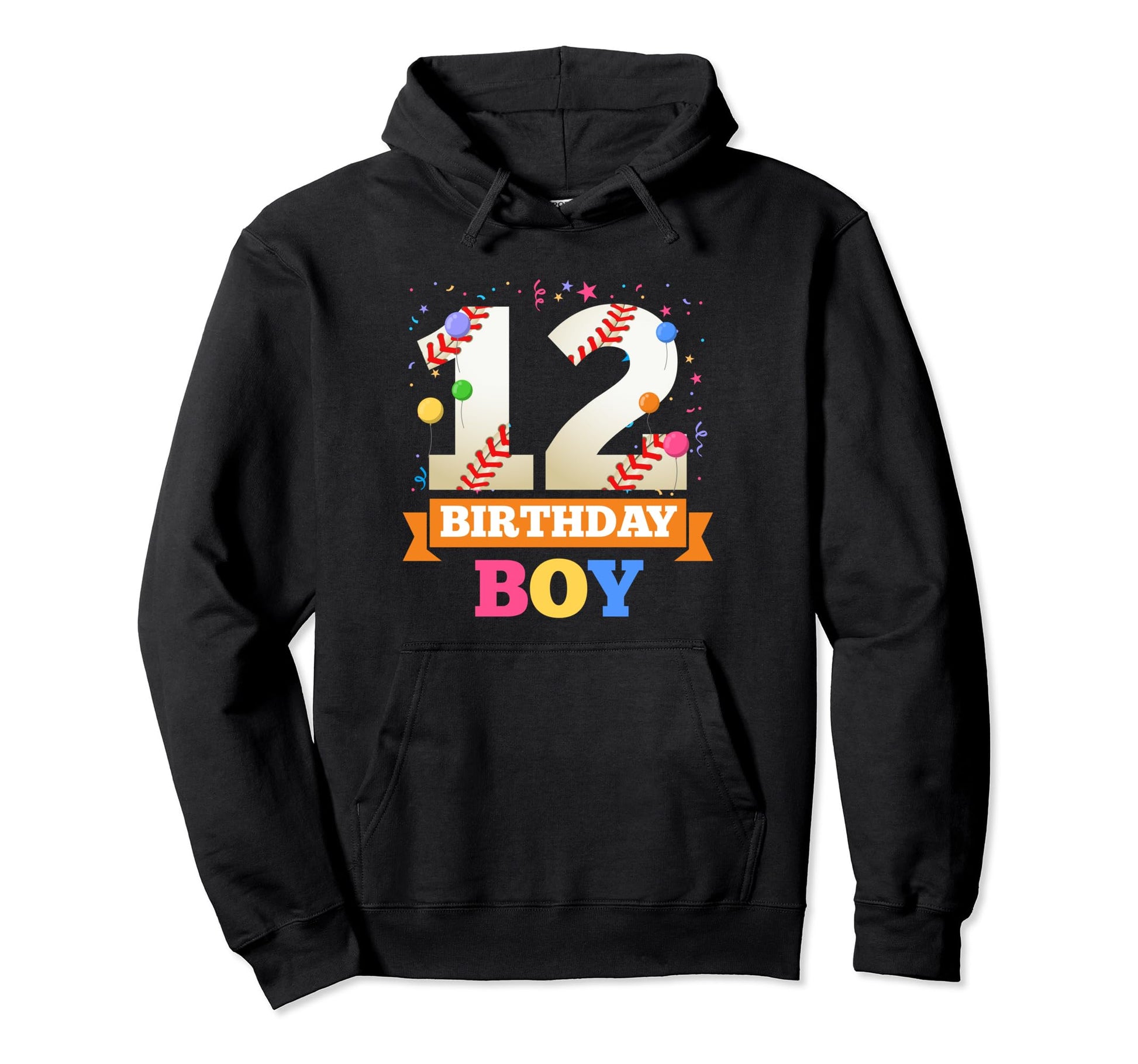 Happy 12Th Birthday Baseball Player Sport Hoodie - Minimalist Print Unisex - T-Shirt, Sweatshirt, Hoodie
