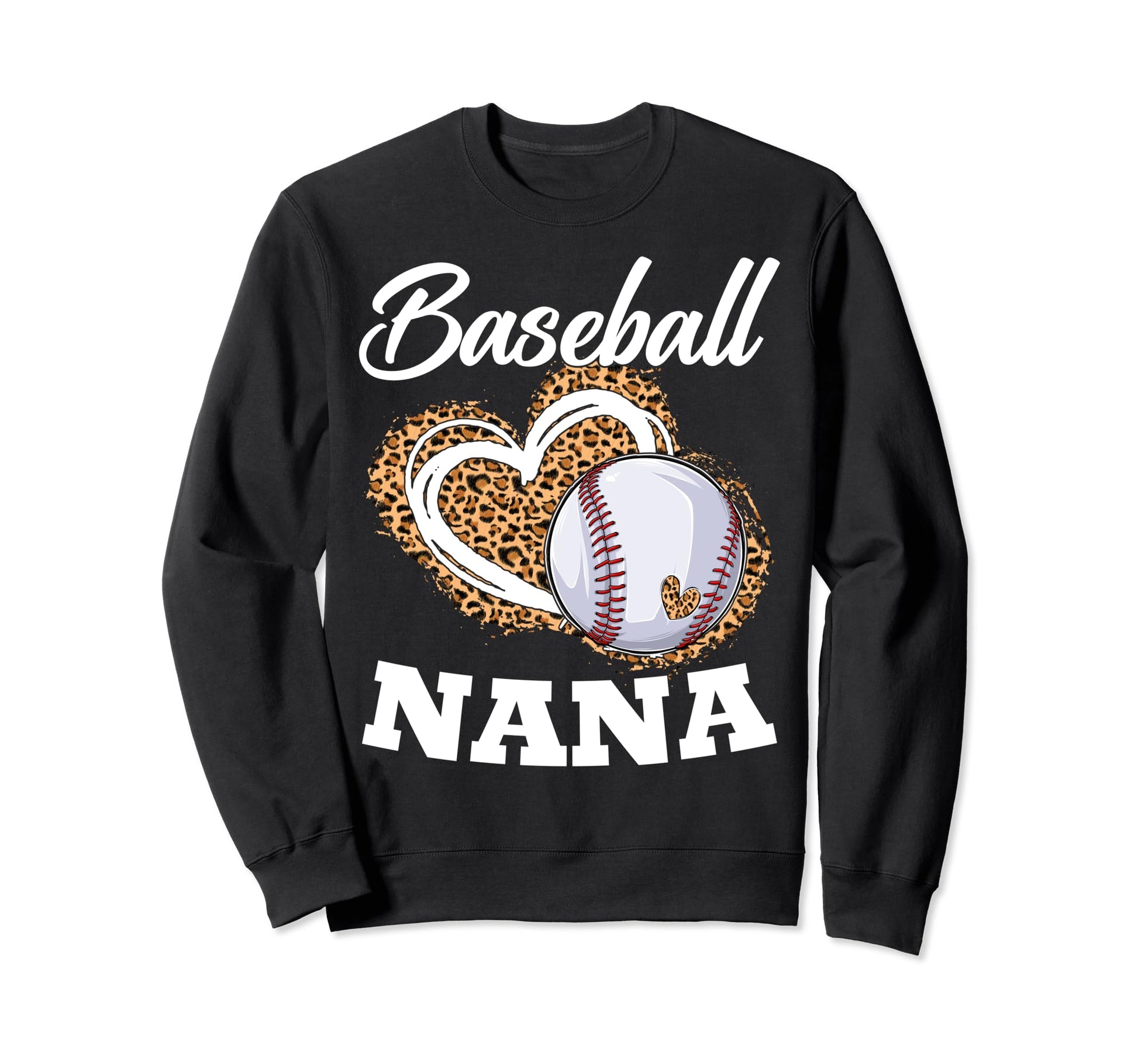 Baseball Nana Grandma Leopard Baseball Sweatshirt - Unique Graphic Unisex - T-Shirt, Sweatshirt, Hoodie