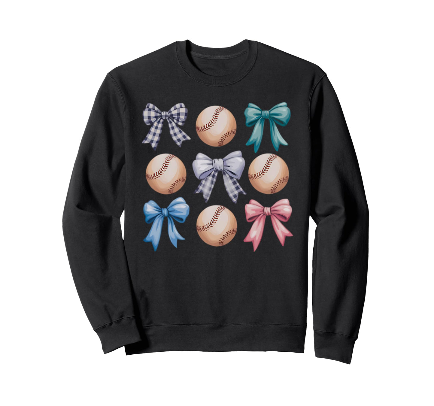 Baseball Coquette Bow Mom Sweatshirt - Casual Everyday Wear Men Women - T-Shirt, Sweatshirt, Hoodie