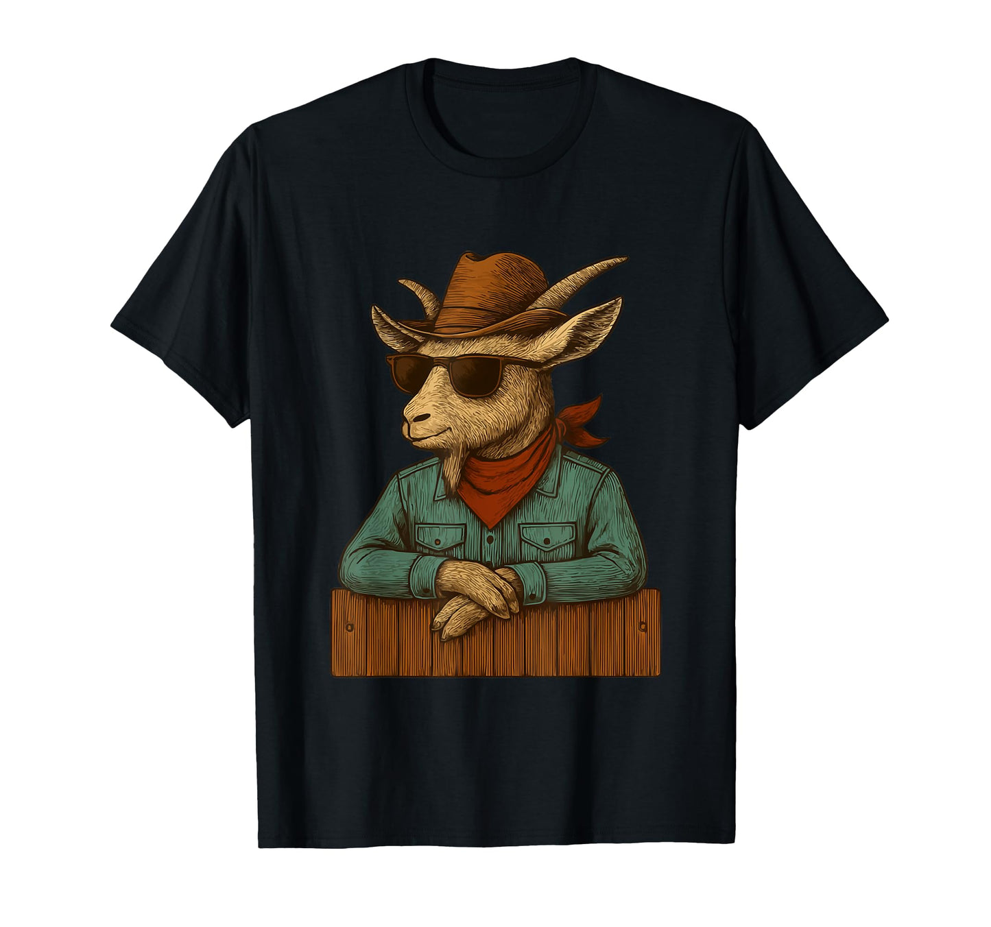 Goat Sunglasses Cowboy Hat Country Rodeo T-Shirt - Novelty Apparel Unisex - T-Shirt, Sweatshirt, Hoodie