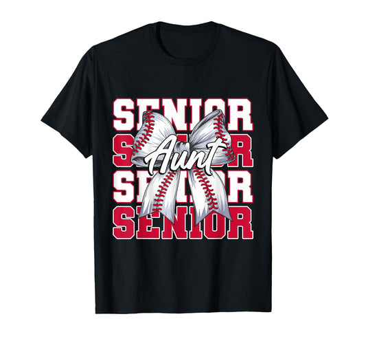 Baseball Aunt Senior 2026 Coquette T-Shirt - Minimalist Print for Adults - T-Shirt, Sweatshirt, Hoodie