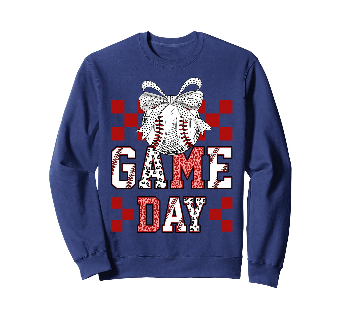 Game Day Baseball Bow Play Ball Sweatshirt - Novelty Apparel for Adults - T-Shirt, Sweatshirt, Hoodie