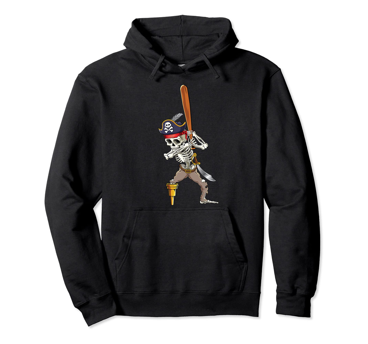 Skeleton Pirate Baseball Batting Home Hoodie - Streetwear Style for Adults - T-Shirt, Sweatshirt, Hoodie
