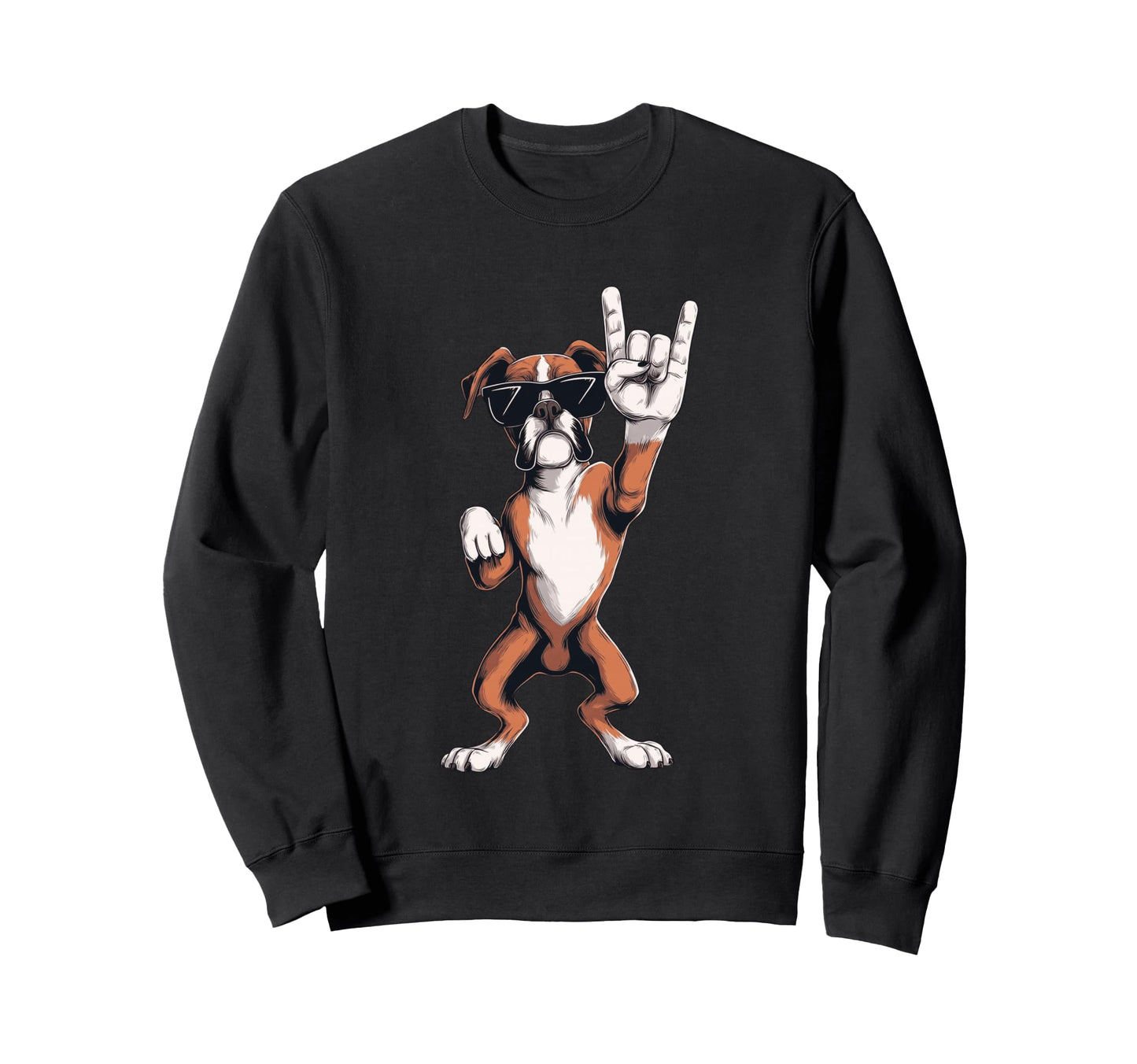 Boxer Dog Rock And Roll Sunglasses Sweatshirt - Novelty Apparel Men Women - T-Shirt, Sweatshirt, Hoodie