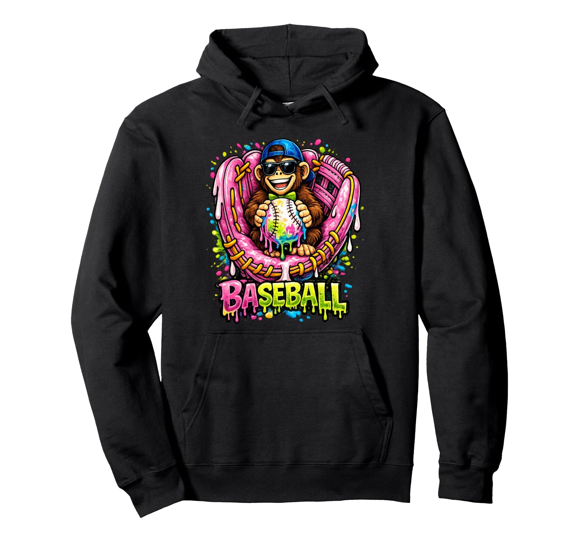Monkey Funny Animals Baseball Ice Cream Hoodie - Streetwear Style Unisex - T-Shirt, Sweatshirt, Hoodie