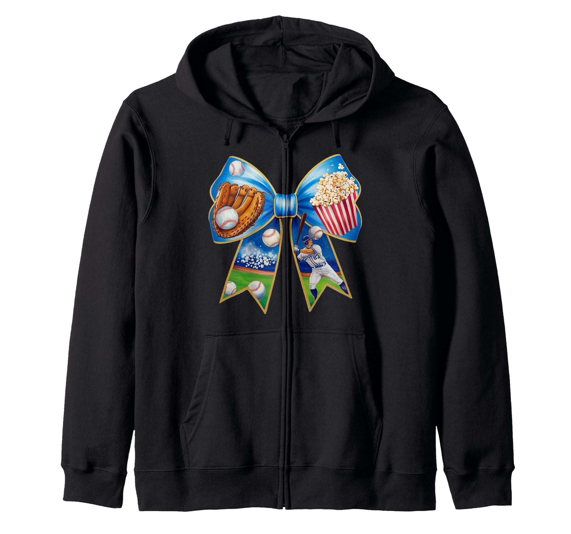 Baseball Bow Popcorn Glove Bat Sweatshirt - Fun Novelty Design Men Women - T-Shirt, Sweatshirt, Hoodie