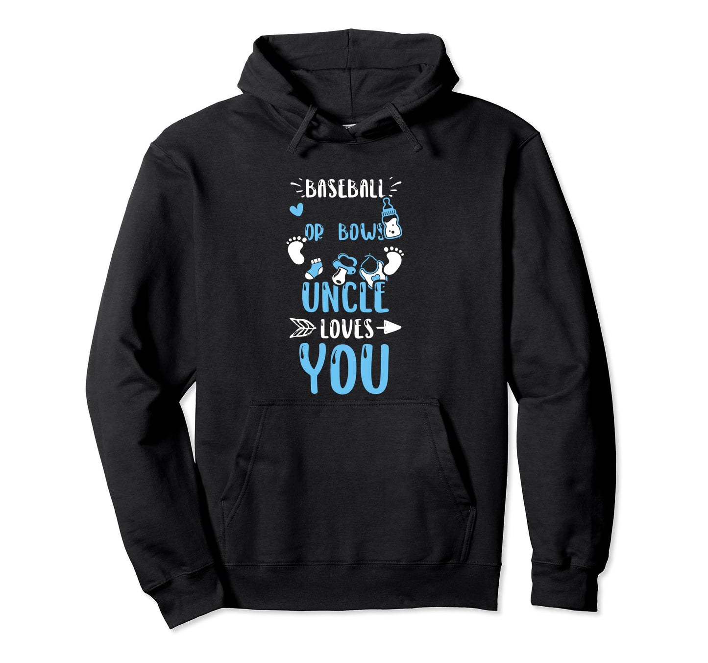 Uncle Baseball Or Bows Uncle Loves You Hoodie - Trendy Graphic for Adults - T-Shirt, Sweatshirt, Hoodie