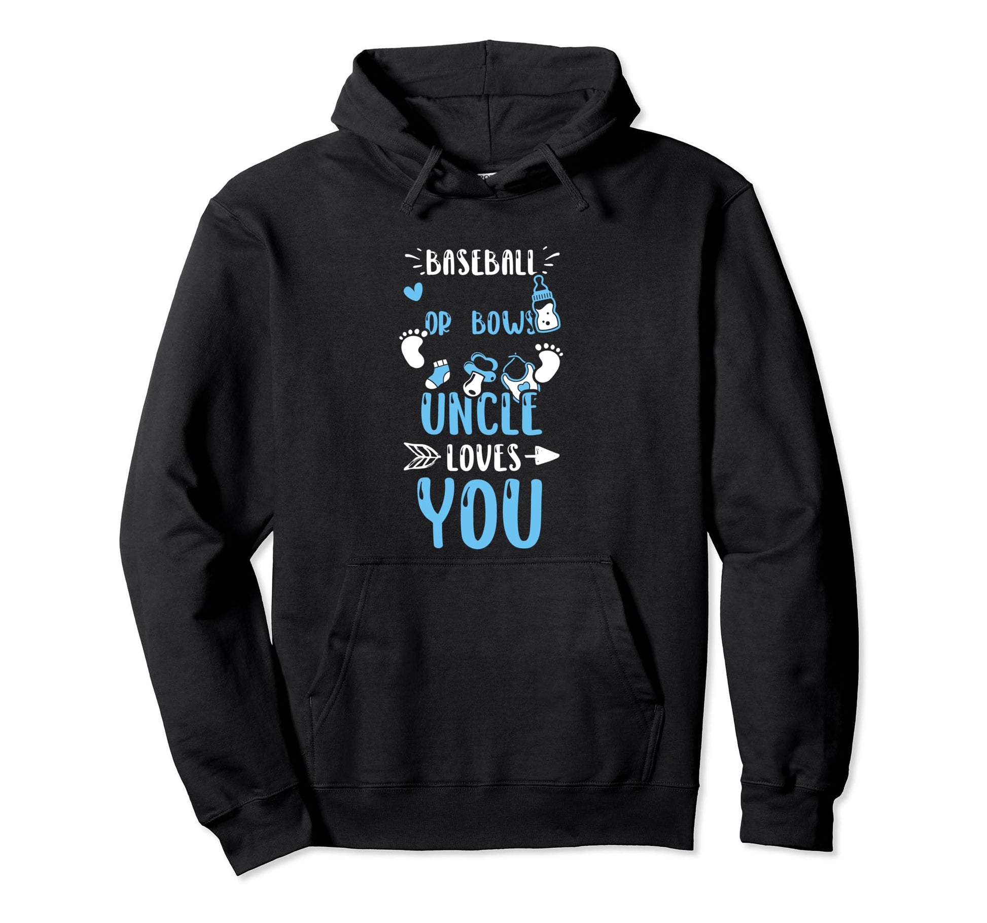 Uncle Baseball Or Bows Uncle Loves You Hoodie - Trendy Graphic for Adults - T-Shirt, Sweatshirt, Hoodie