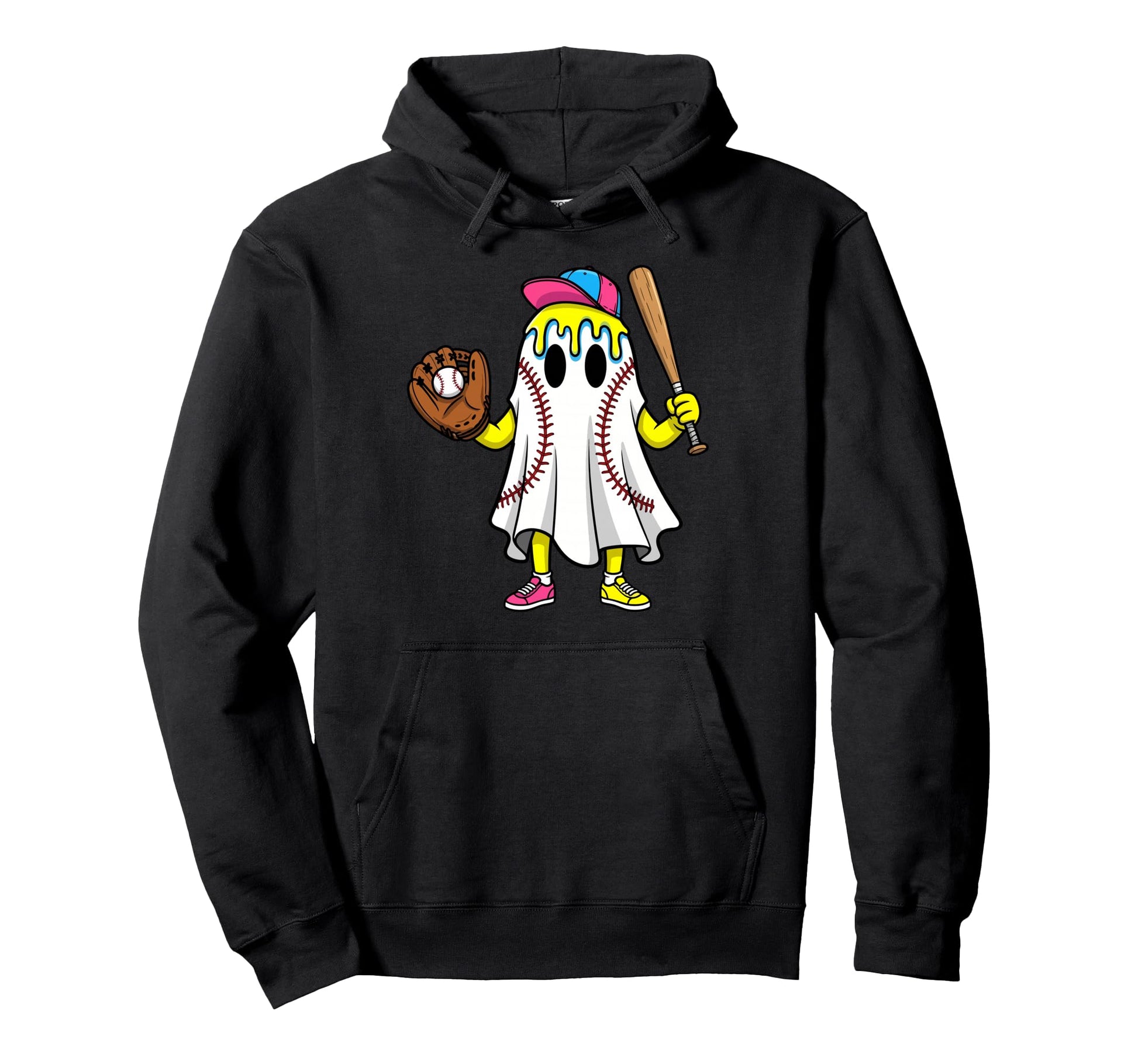 Halloween Baseball Pumpkin Bats Spooky Home Hoodie - Trendy Graphic Unisex - T-Shirt, Sweatshirt, Hoodie