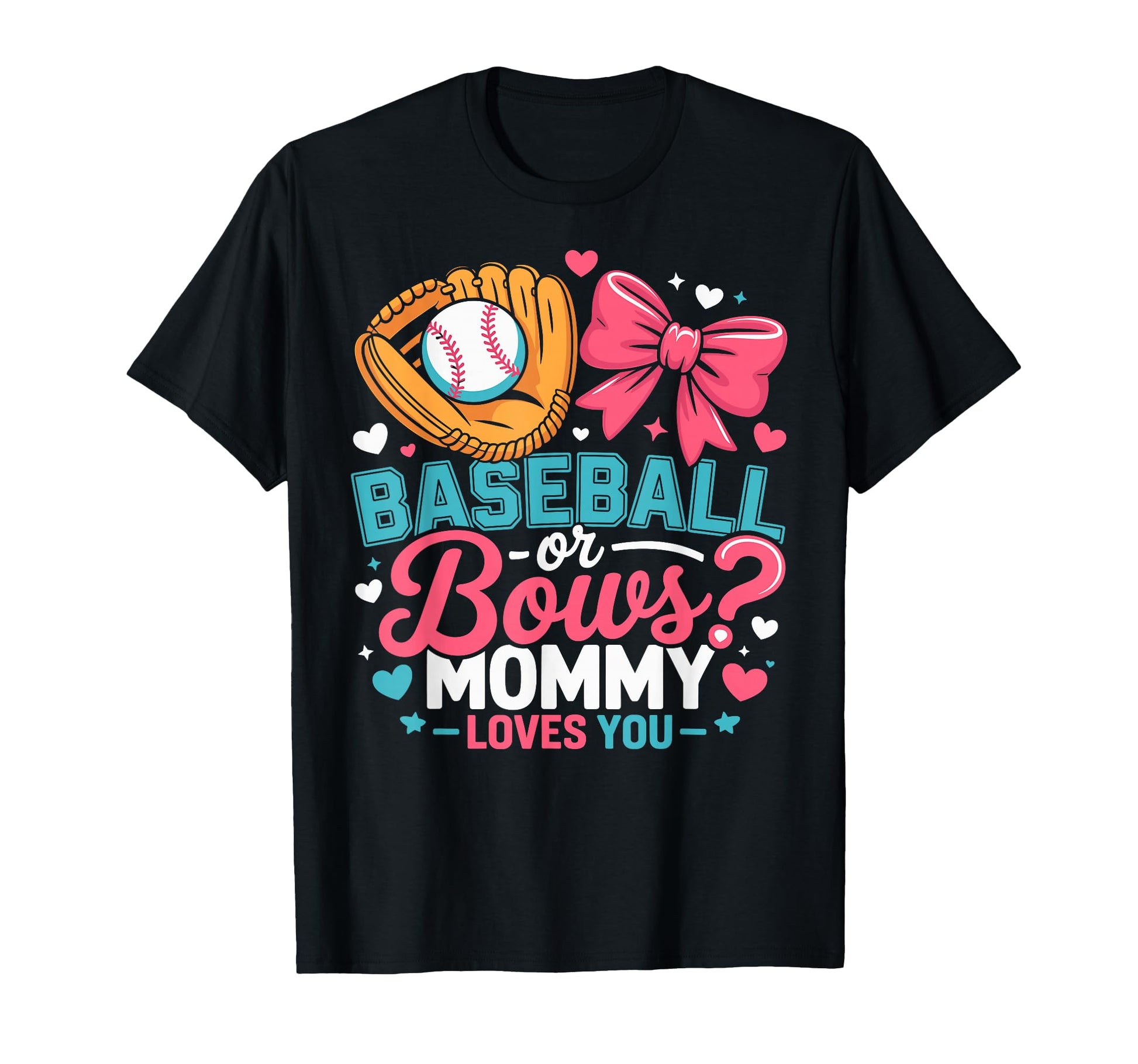 Gender Reveal Party Baseball Bows T-Shirt - Minimalist Print Men Women - T-Shirt, Sweatshirt, Hoodie