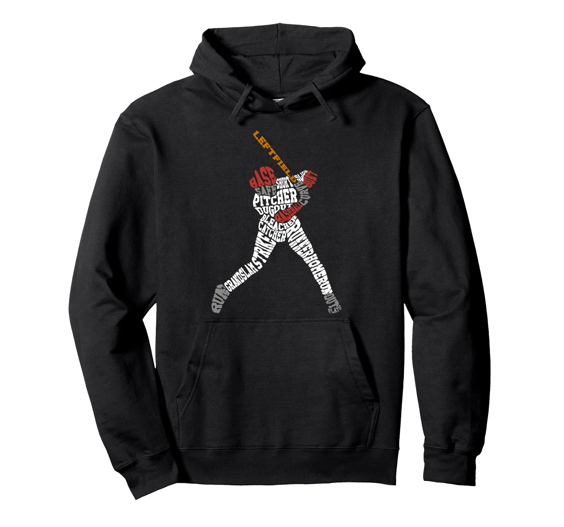 Baseball Fan Word Cloud Batter Baseball Hoodie - Graphic Print Men Women - T-Shirt, Sweatshirt, Hoodie