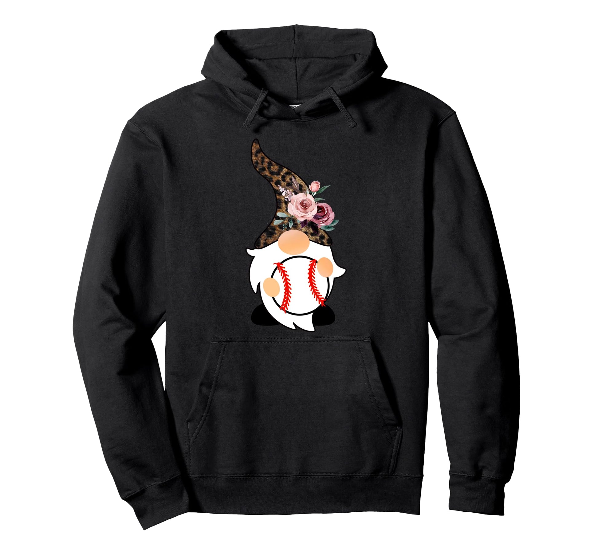 Leopard Gnome Baseball Player Hoodie - Graphic Print Men Women - T-Shirt, Sweatshirt, Hoodie