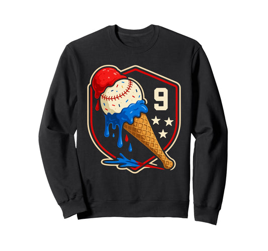 Baseball Drip 9 Year Old Ice Cream Sweatshirt - Novelty Apparel for Adults - T-Shirt, Sweatshirt, Hoodie