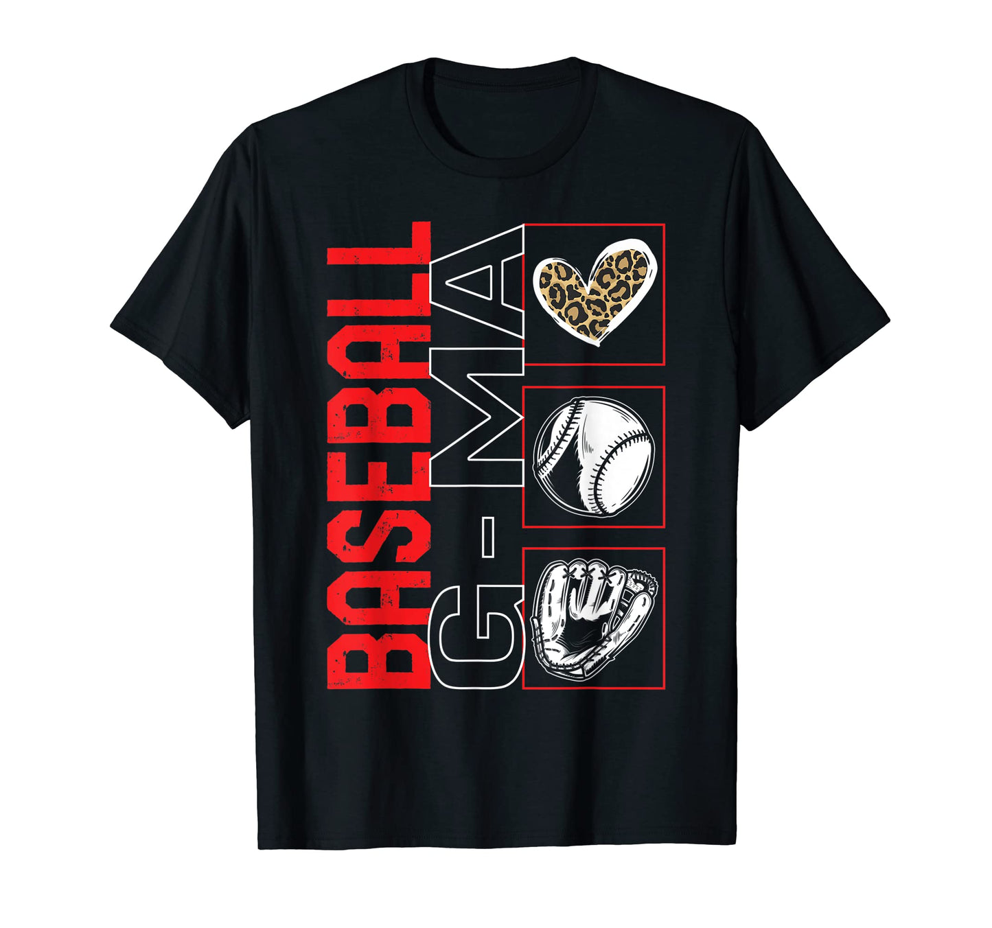 Baseball G Ma Leopard Heart Grandma T-Shirt - Unique Graphic Men Women - T-Shirt, Sweatshirt, Hoodie