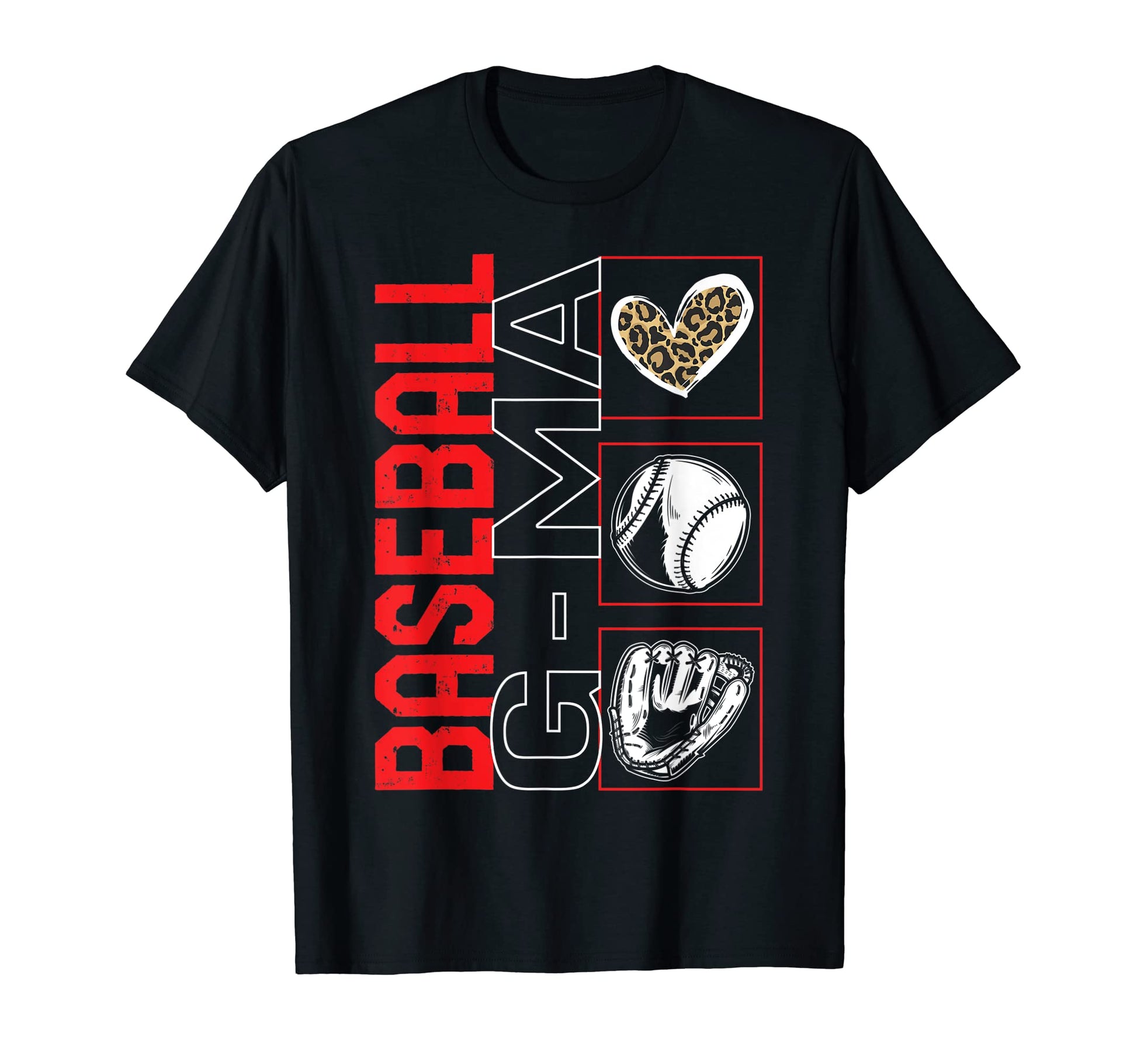 Baseball G Ma Leopard Heart Grandma T-Shirt - Unique Graphic Men Women - T-Shirt, Sweatshirt, Hoodie