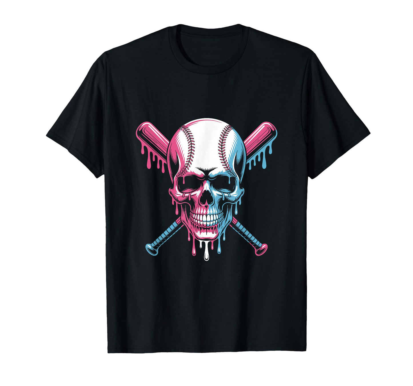 Baseball Skull Dripping Crossed Bats T-Shirt - Fun Novelty Design Unisex - T-Shirt, Sweatshirt, Hoodie