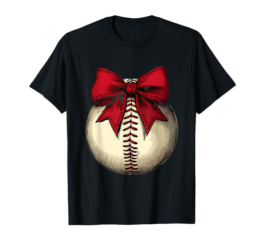 Baseball Coquette Bow Baseball Player T-Shirt - Graphic Print Men Women - T-Shirt, Sweatshirt, Hoodie