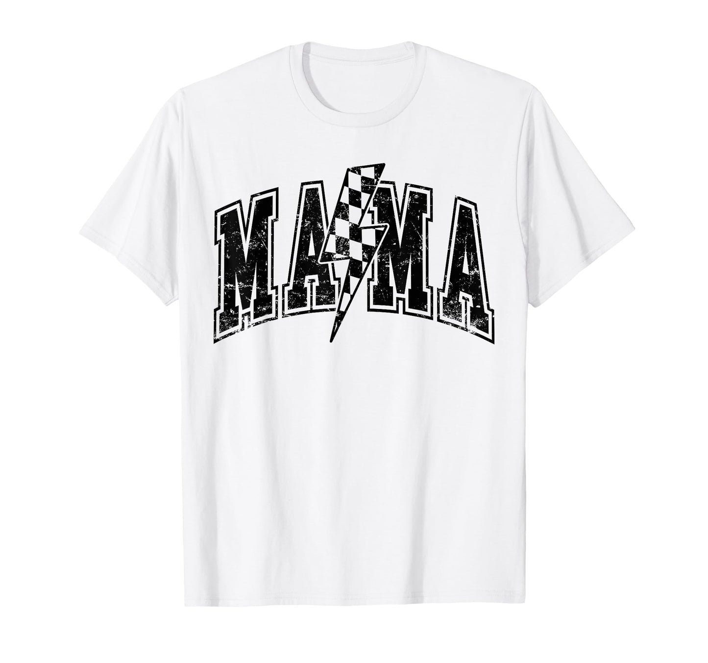 Mama Lightning Bolt Checkered Varsity T-Shirt - Streetwear Style Unisex - T-Shirt, Sweatshirt, Hoodie