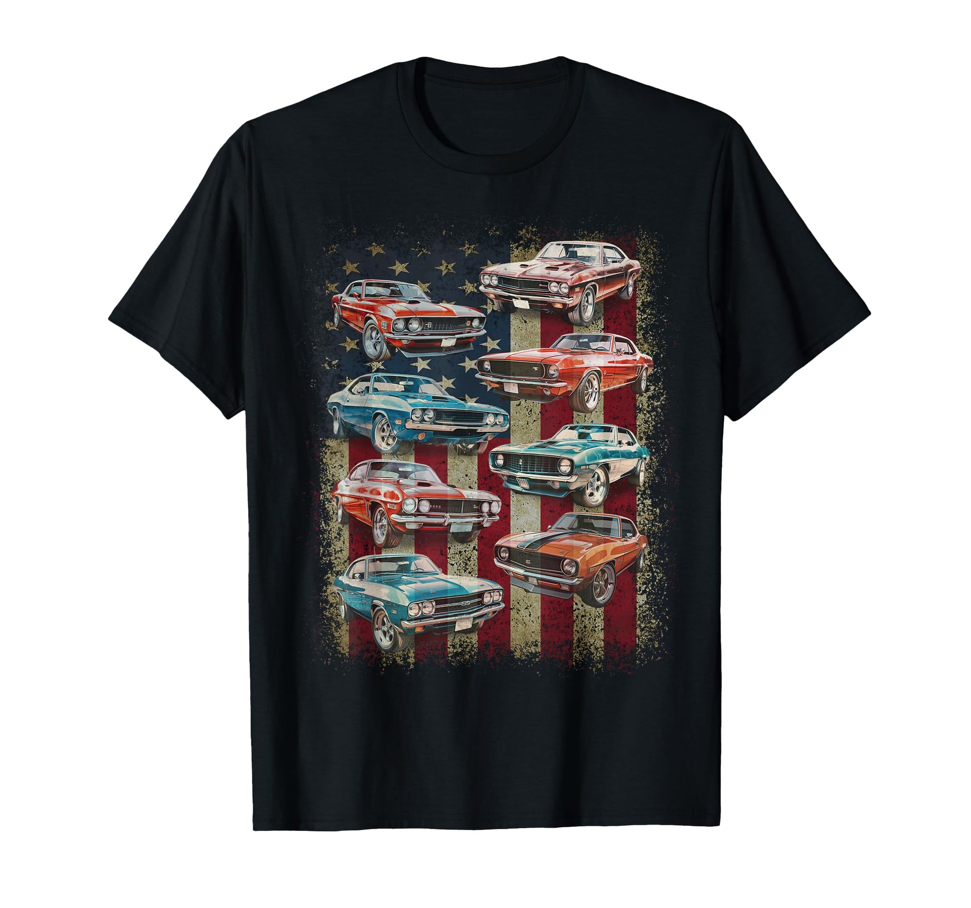 Muscle Car American Flag Patriotic T-Shirt - Streetwear Style Unisex - T-Shirt, Sweatshirt, Hoodie