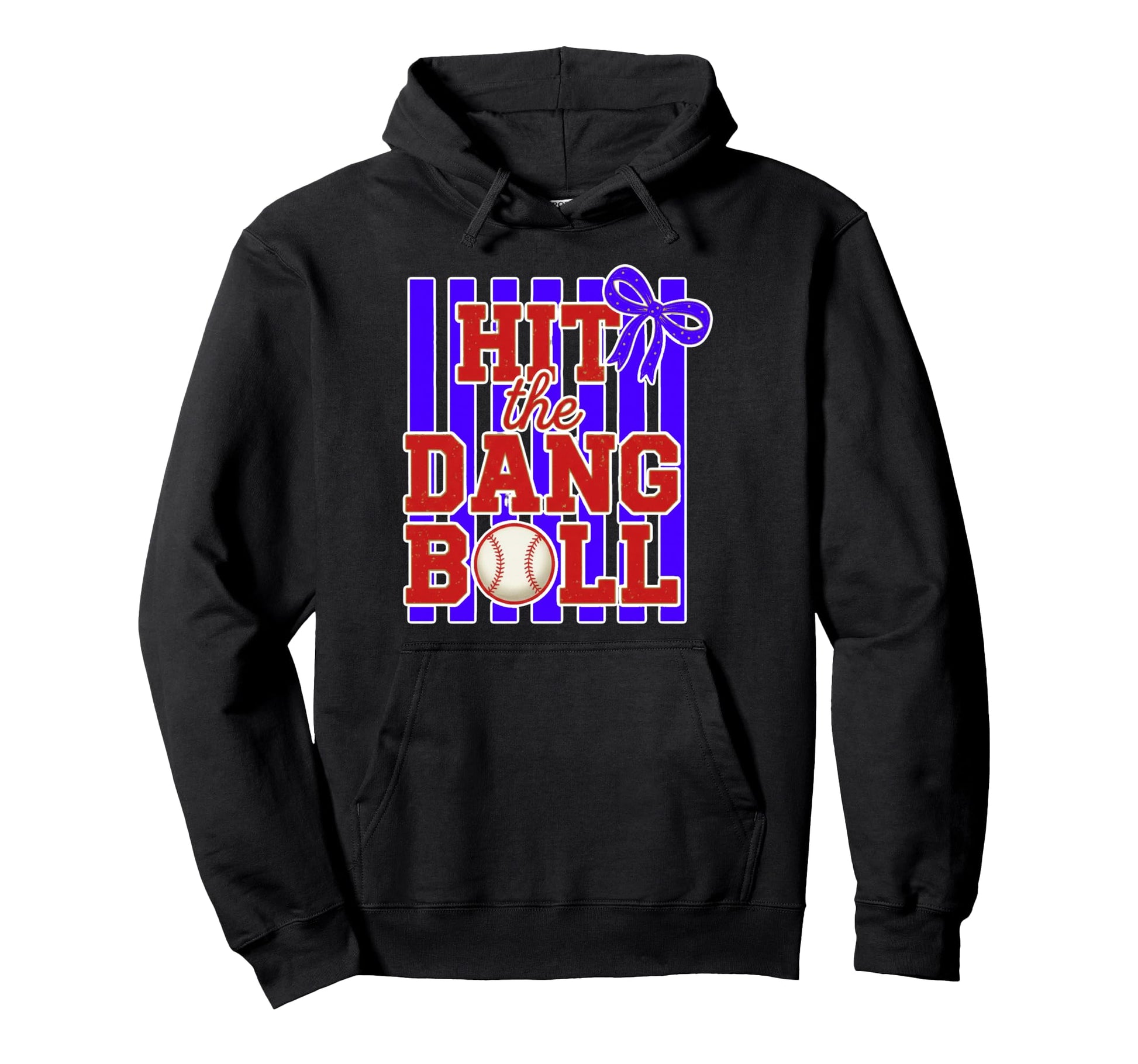 Hit Dang Ball Baseball Bow Hoodie - Casual Everyday Wear Men Women - T-Shirt, Sweatshirt, Hoodie