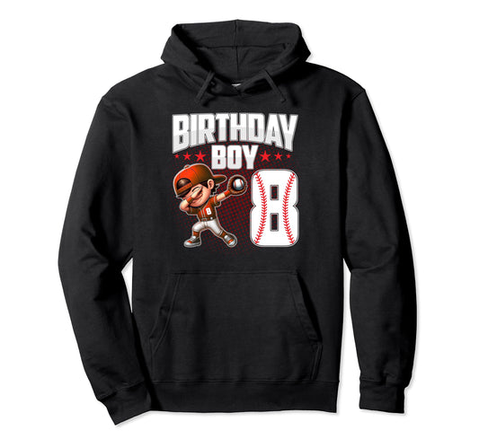 8Th Birthday Baseball Dabbing 8 Hoodie - Casual Everyday Wear Men Women - T-Shirt, Sweatshirt, Hoodie
