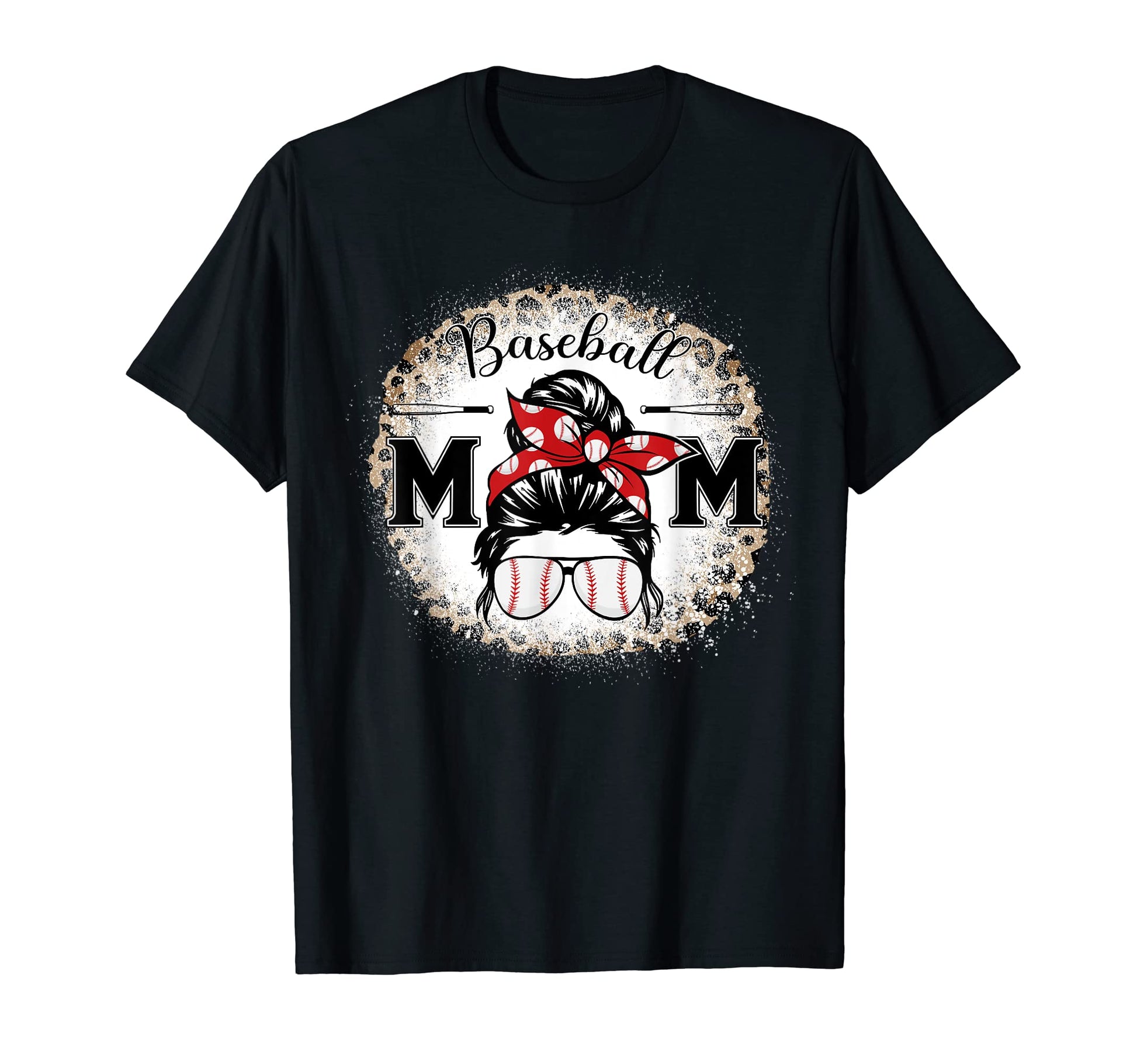 Baseball Mom Leopard Happy T-Shirt - Casual Everyday Wear Men Women - T-Shirt, Sweatshirt, Hoodie