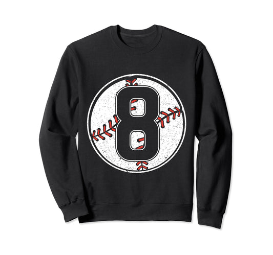 Baseball Birthday 8Th Birthday Sweatshirt - Minimalist Print for Adults - T-Shirt, Sweatshirt, Hoodie