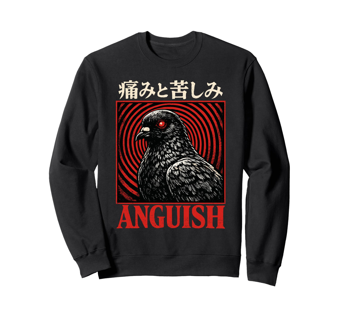 Dark Gothic Pigeon Anguish Japanese Sweatshirt - Novelty Apparel Men Women - T-Shirt, Sweatshirt, Hoodie