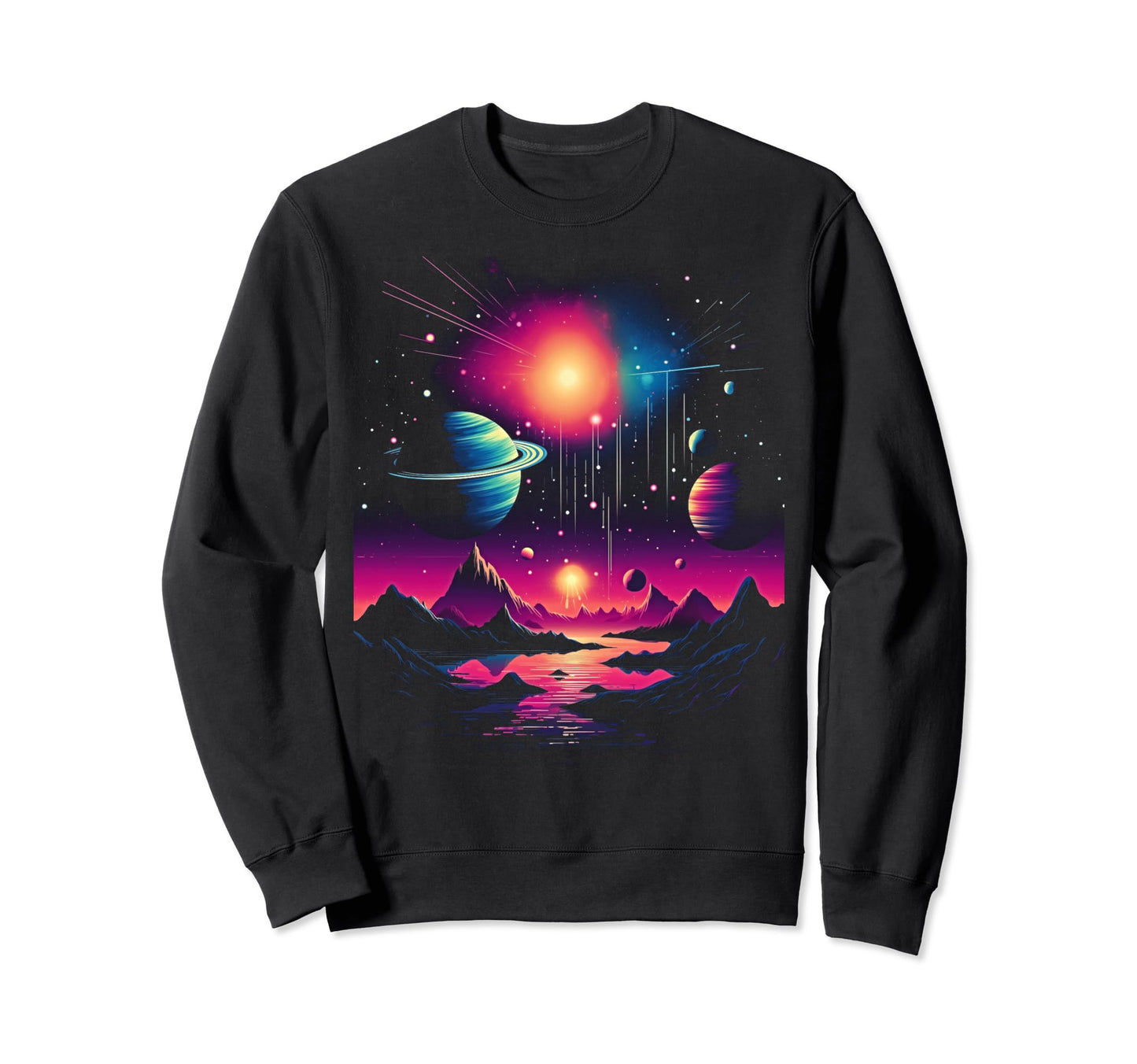 Vaporwave Solar System 80S Synthwave Sweatshirt - Minimalist Print Unisex - T-Shirt, Sweatshirt, Hoodie