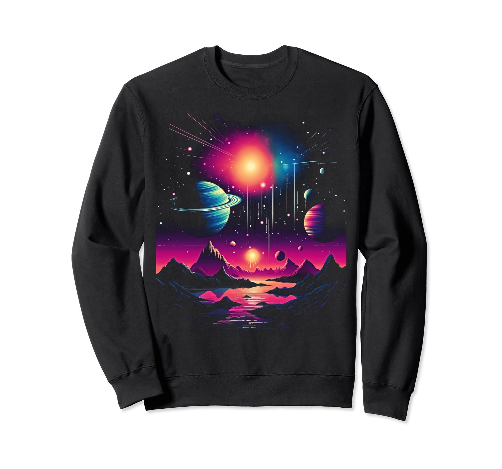 Vaporwave Solar System 80S Synthwave Sweatshirt - Minimalist Print Unisex - T-Shirt, Sweatshirt, Hoodie