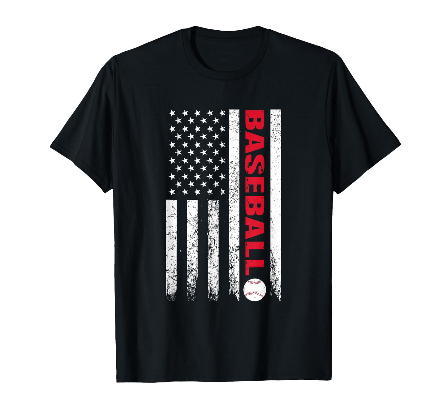 Baseball Distressed American Flag T-Shirt - Custom Art Print for Adults - T-Shirt, Sweatshirt, Hoodie