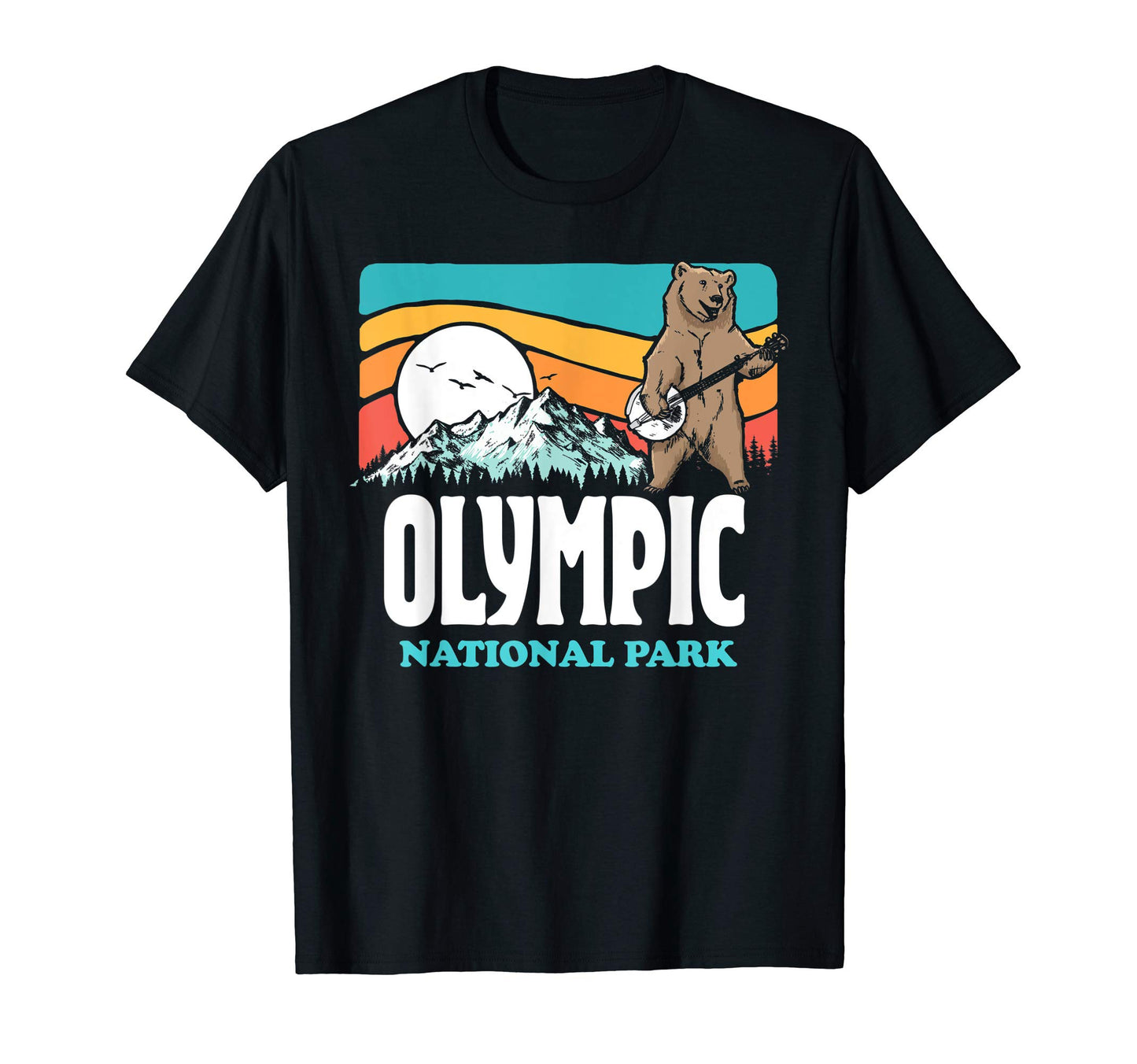 Olympic National Park Mountains Banjo T-Shirt - Trendy Graphic Men Women - T-Shirt, Sweatshirt, Hoodie