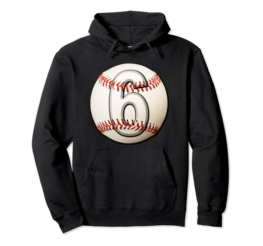 6 Years Old Baseball Themed 6Th Birthday Hoodie - Unique Graphic Unisex - T-Shirt, Sweatshirt, Hoodie