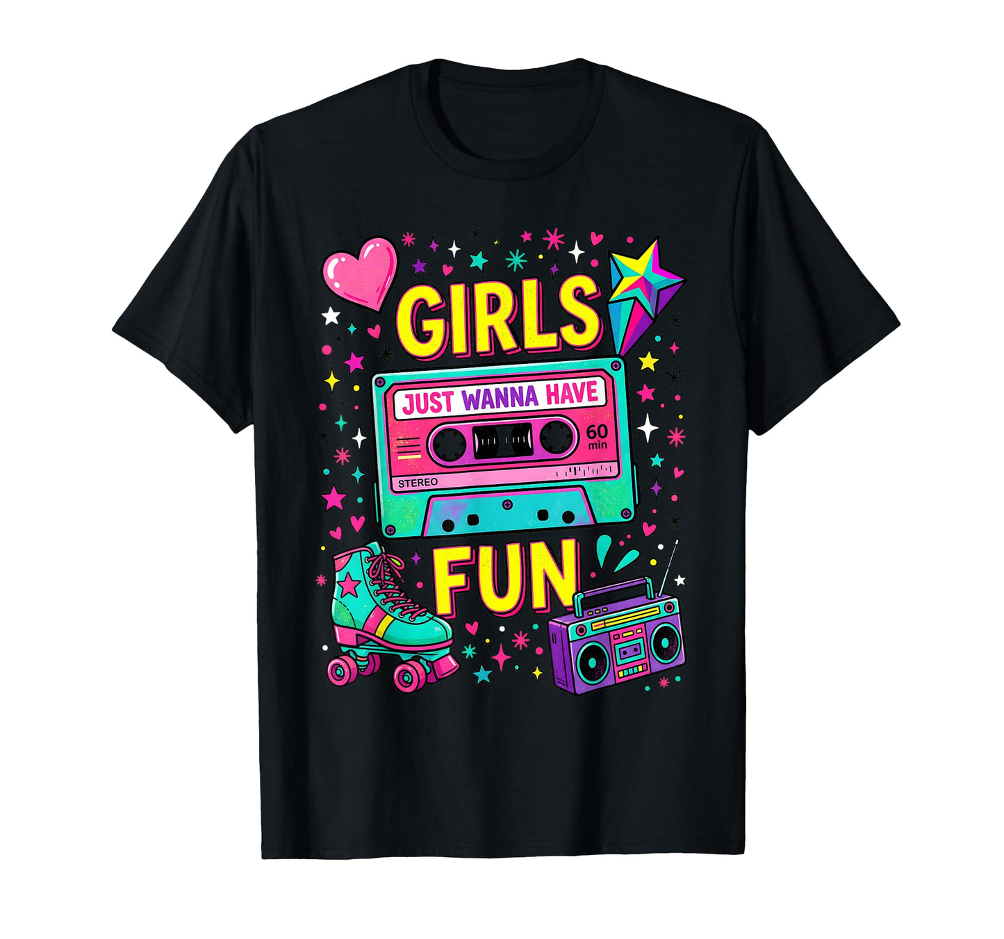 Vibrant 80S Cassette Tape And Roller T-Shirt - Minimalist Print Unisex - T-Shirt, Sweatshirt, Hoodie