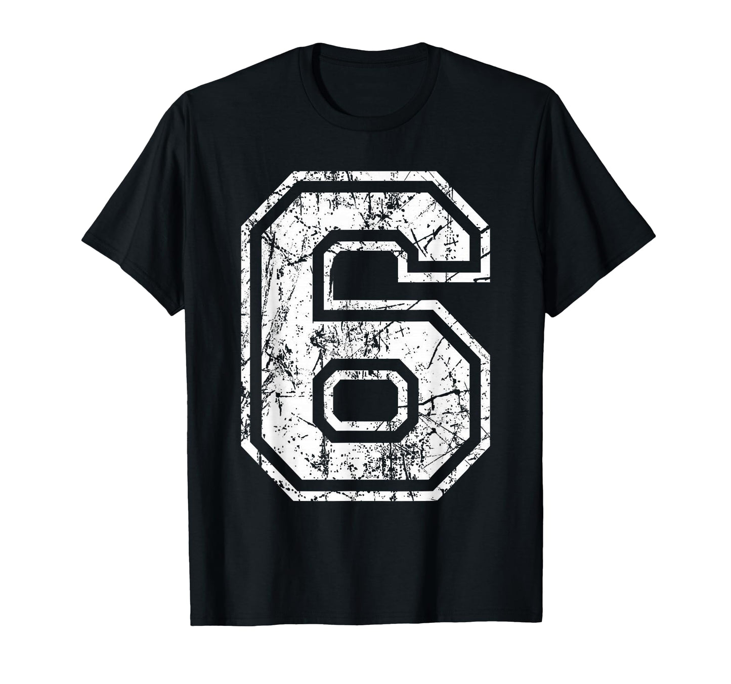 Sports Jersey Grunge Number 6 Fan Team T-Shirt - Custom Art Print Unisex - T-Shirt, Sweatshirt, Hoodie