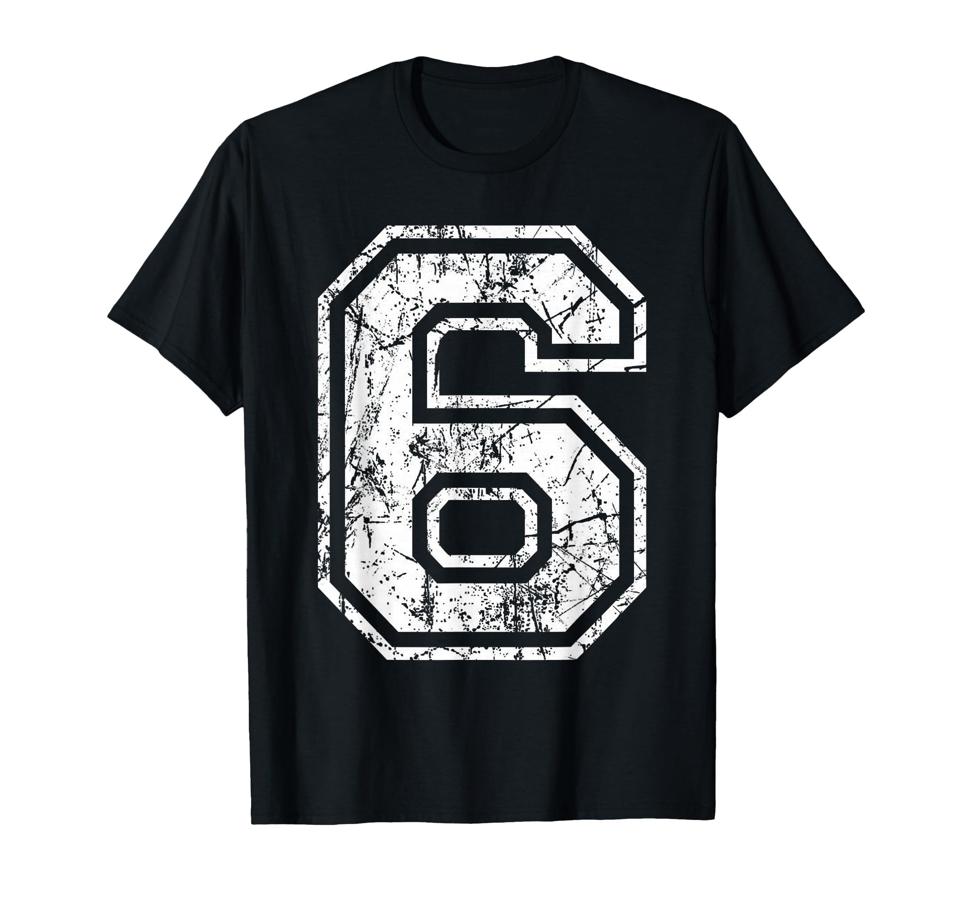 Sports Jersey Grunge Number 6 Fan Team T-Shirt - Custom Art Print Unisex - T-Shirt, Sweatshirt, Hoodie