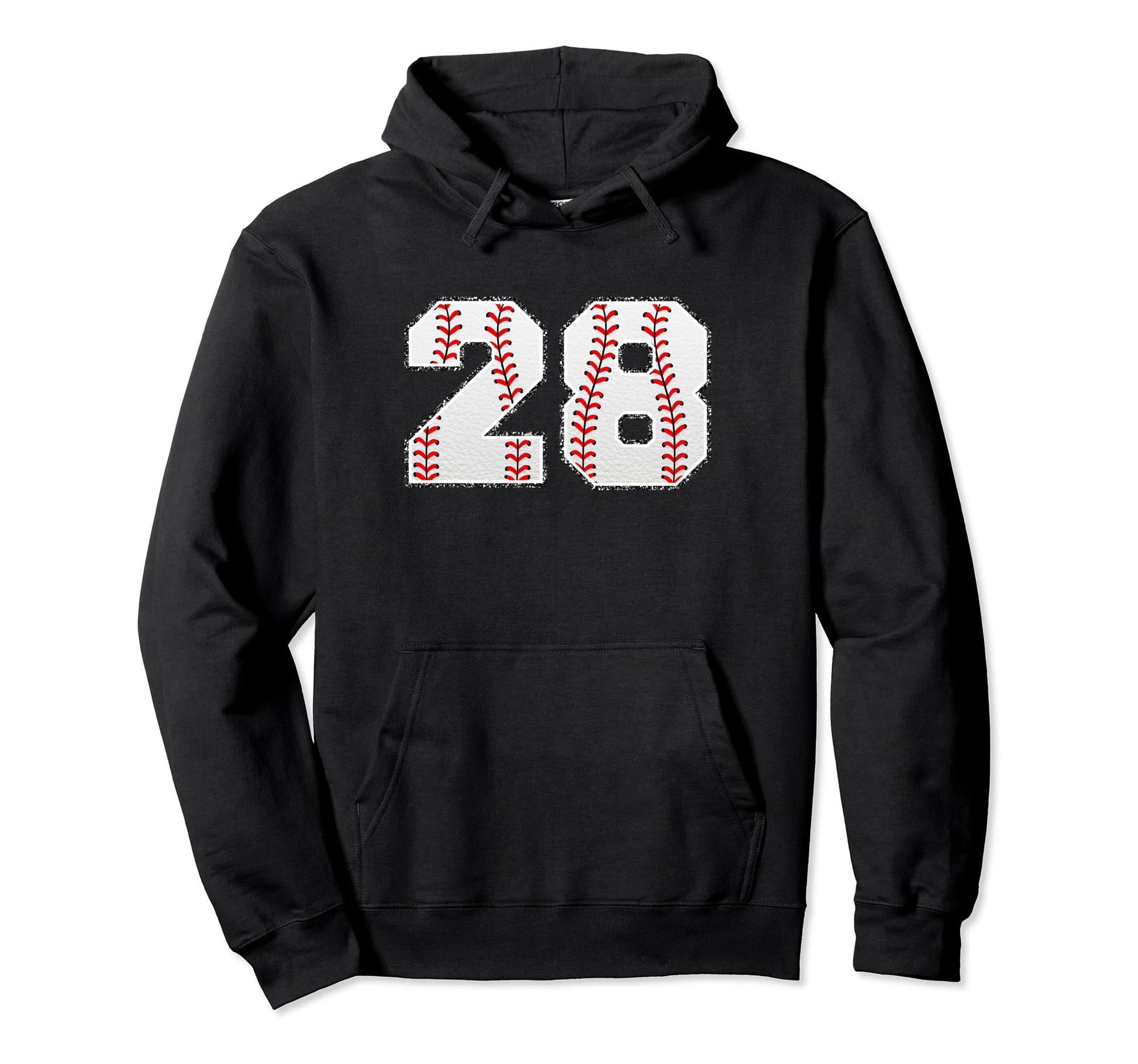Number 28 Baseball Distressed Number Hoodie - Streetwear Style for Adults - T-Shirt, Sweatshirt, Hoodie