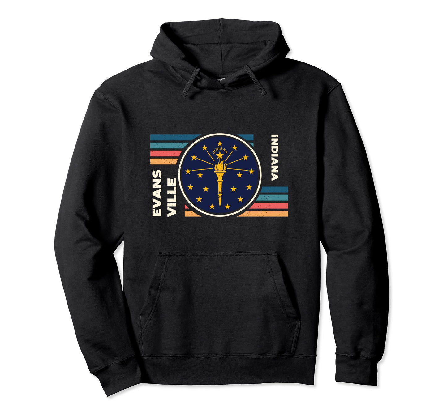 Indiana State Flag Evansville Stripes Hoodie - Fun Novelty Design Unisex - T-Shirt, Sweatshirt, Hoodie