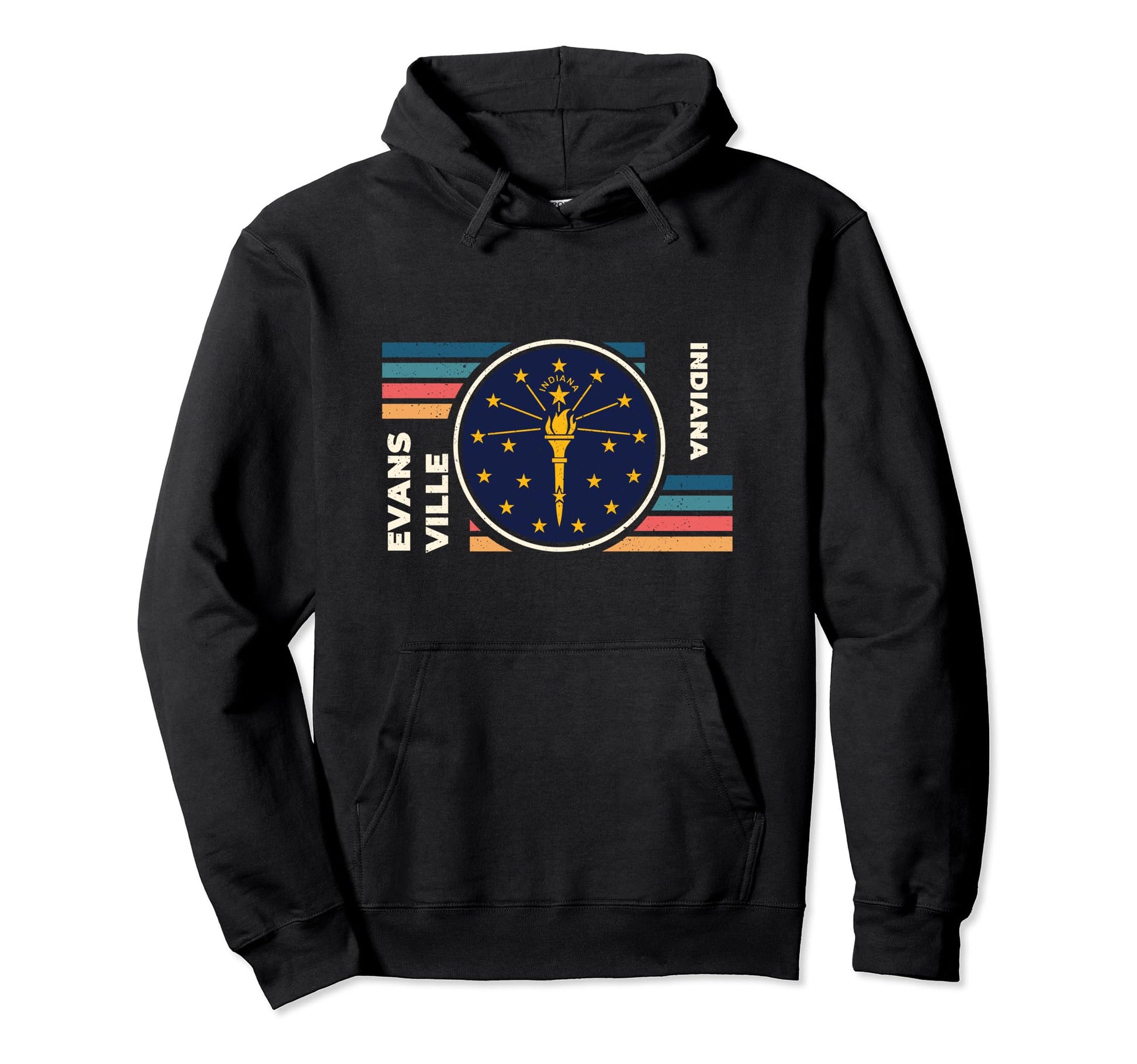 Indiana State Flag Evansville Stripes Hoodie - Fun Novelty Design Unisex - T-Shirt, Sweatshirt, Hoodie