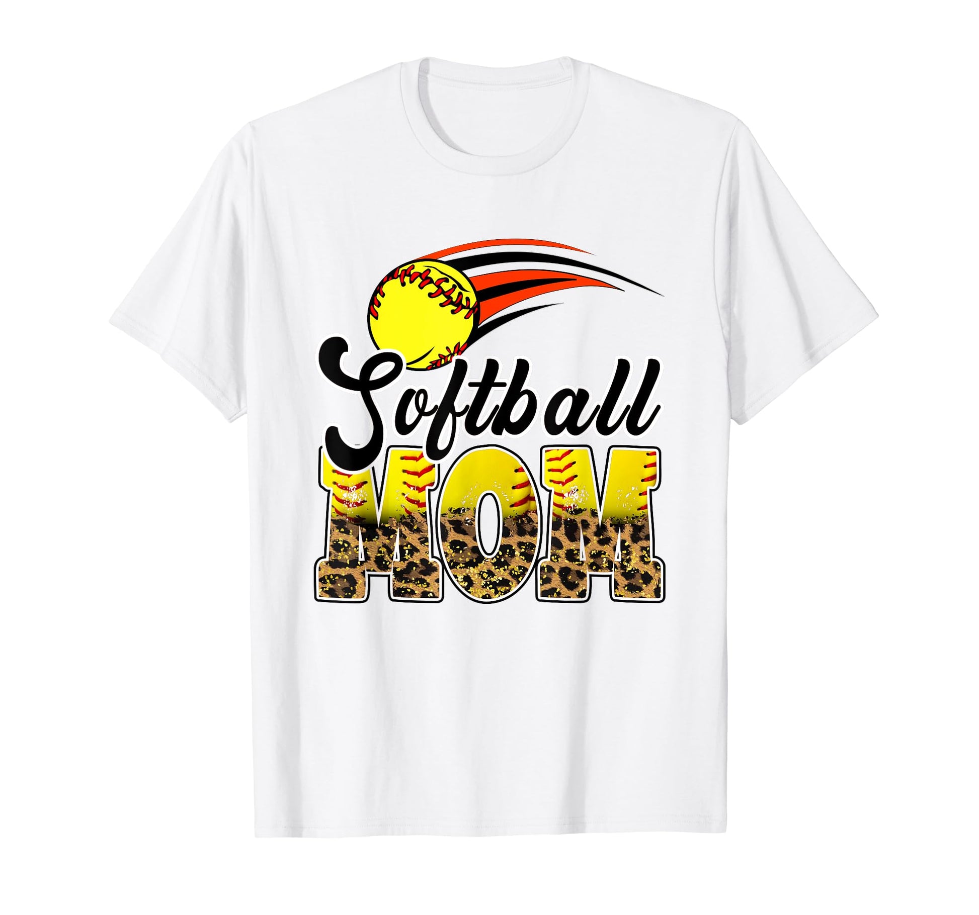 Softball Mom Leopard Funny Softball Mom T-Shirt - Unique Graphic Unisex - T-Shirt, Sweatshirt, Hoodie