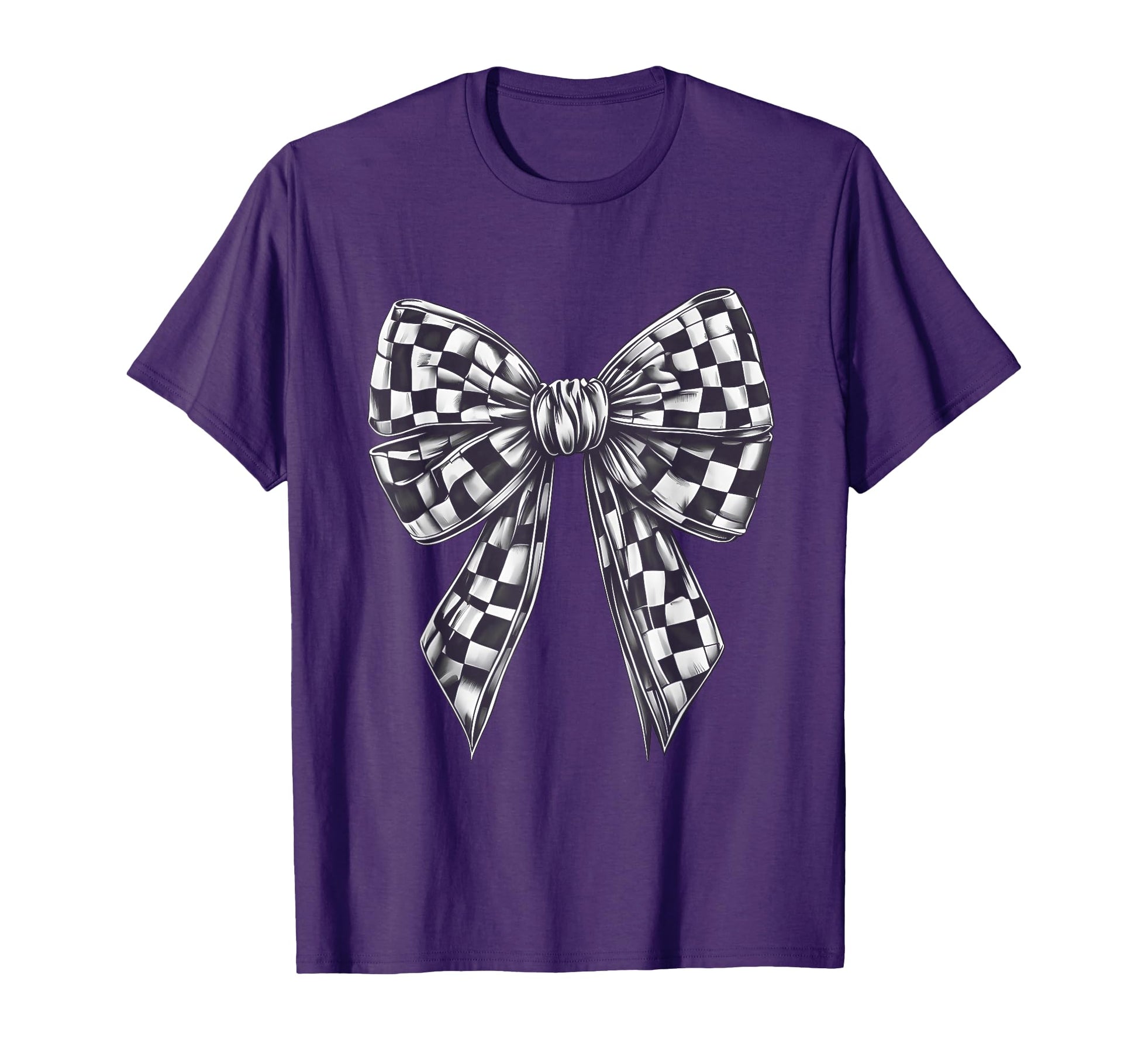 Checkered Bow Tie Flag Automobile T-Shirt - Aesthetic Graphic for Adults - T-Shirt, Sweatshirt, Hoodie