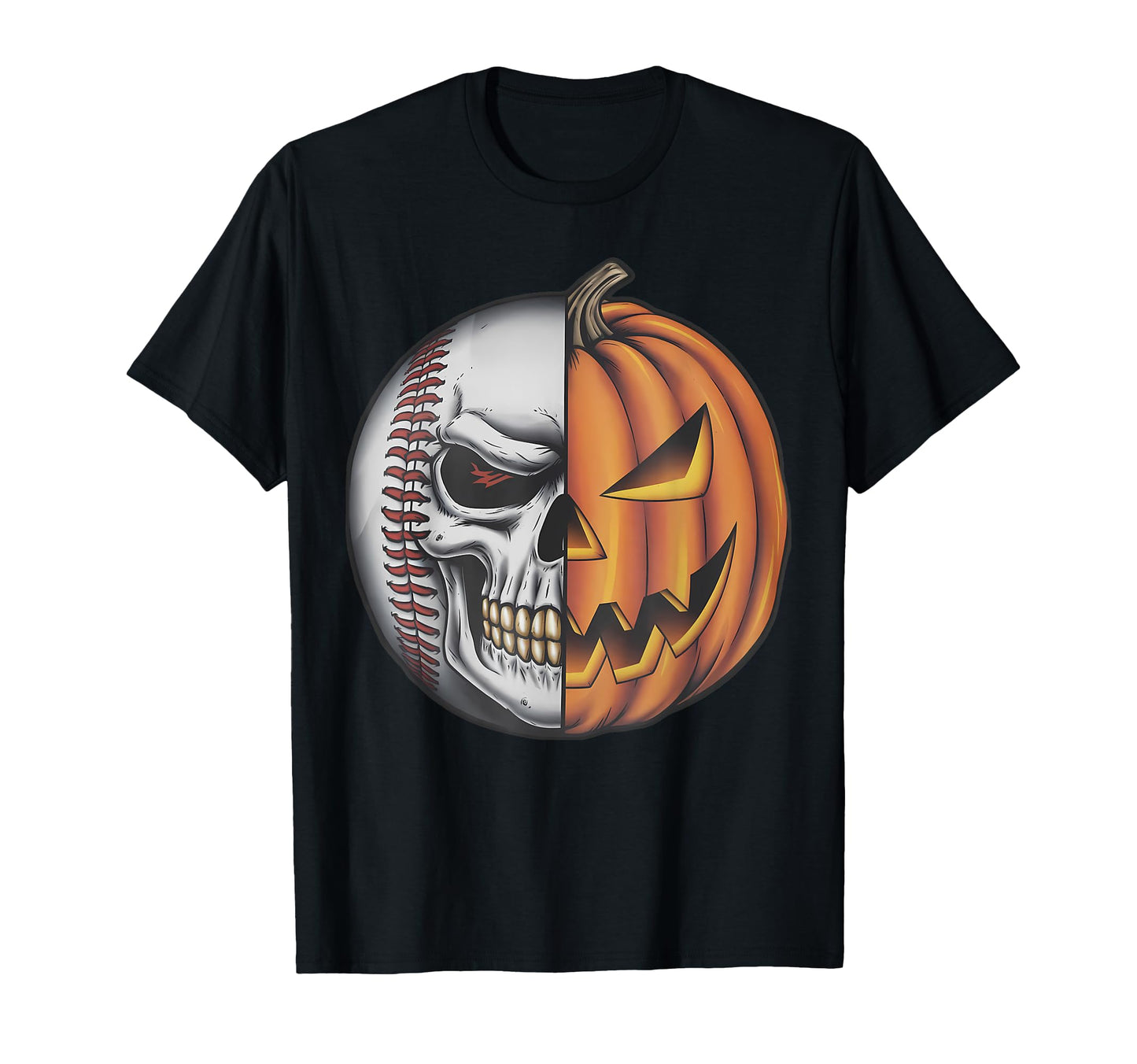 Halloween Skull Baseball Pumpkin T-Shirt - Fun Novelty Design Unisex - T-Shirt, Sweatshirt, Hoodie