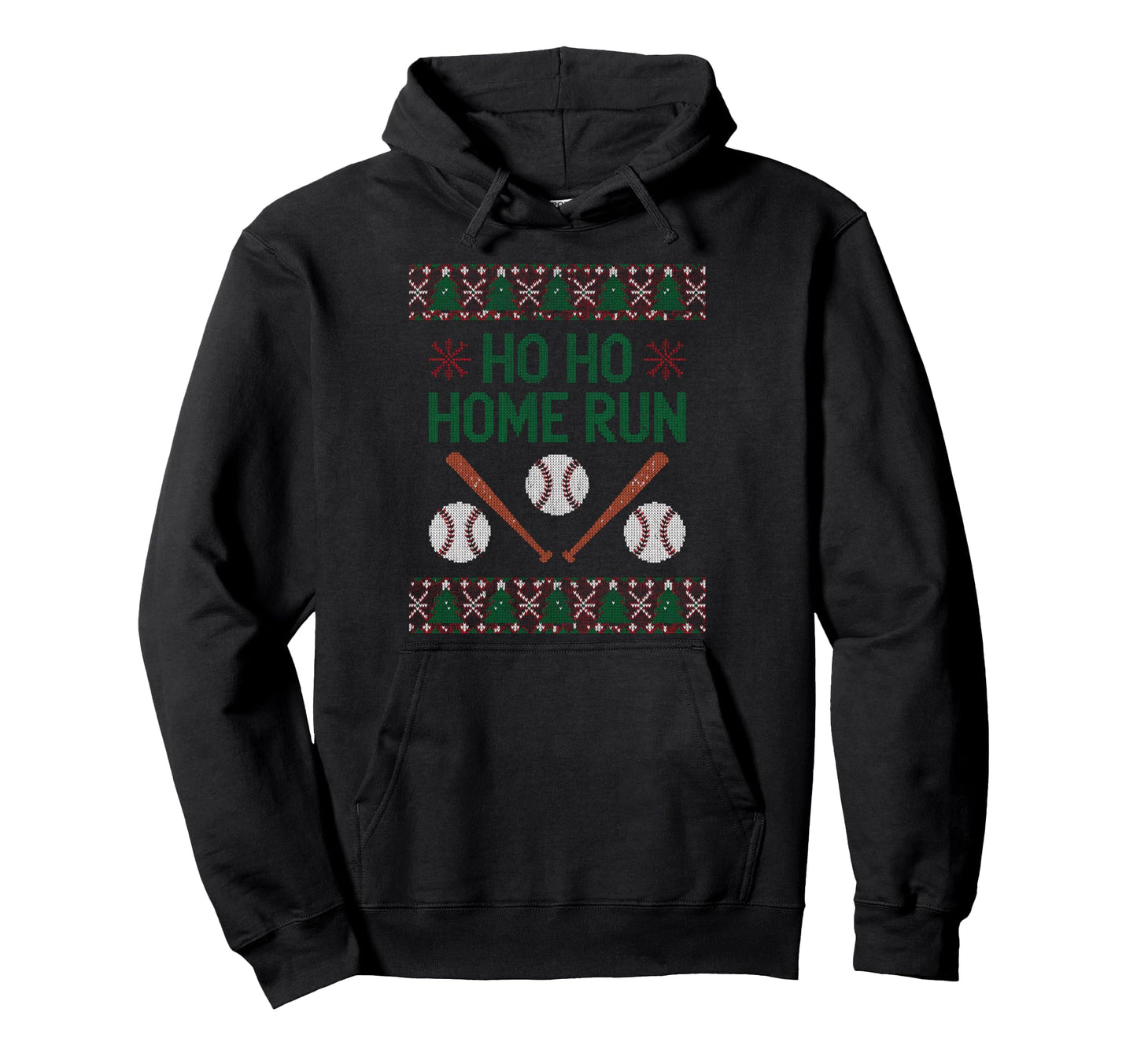 Ho Ho Home Run Funny Baseball Lover Ugly Hoodie - Aesthetic Graphic Unisex - T-Shirt, Sweatshirt, Hoodie