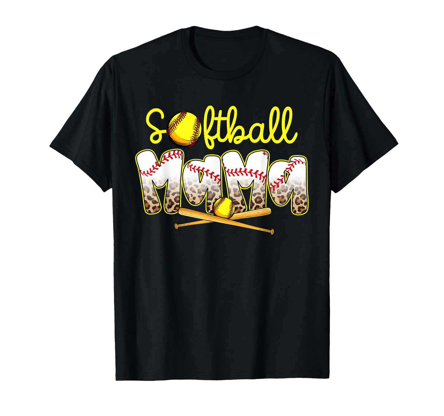 Softball Mama Leopard Mothers Day T-Shirt - Novelty Apparel Men Women - T-Shirt, Sweatshirt, Hoodie
